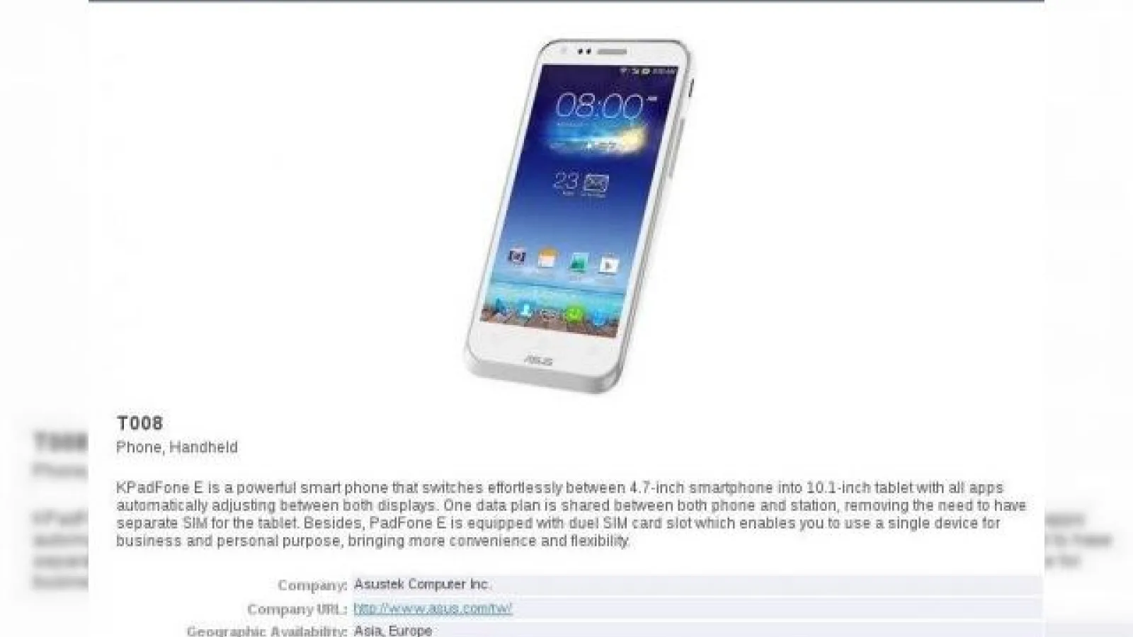 ASUS PadFone E T008 Își face apariția online via Bluetooth SIG, un nou hibrid dar cu dotari midrange?