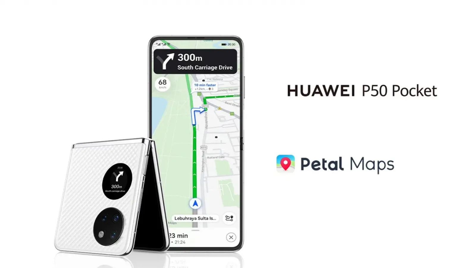 Petal Maps ajunge pe ecranul exterior al telefonului pliabil Huawei P50 Pocket