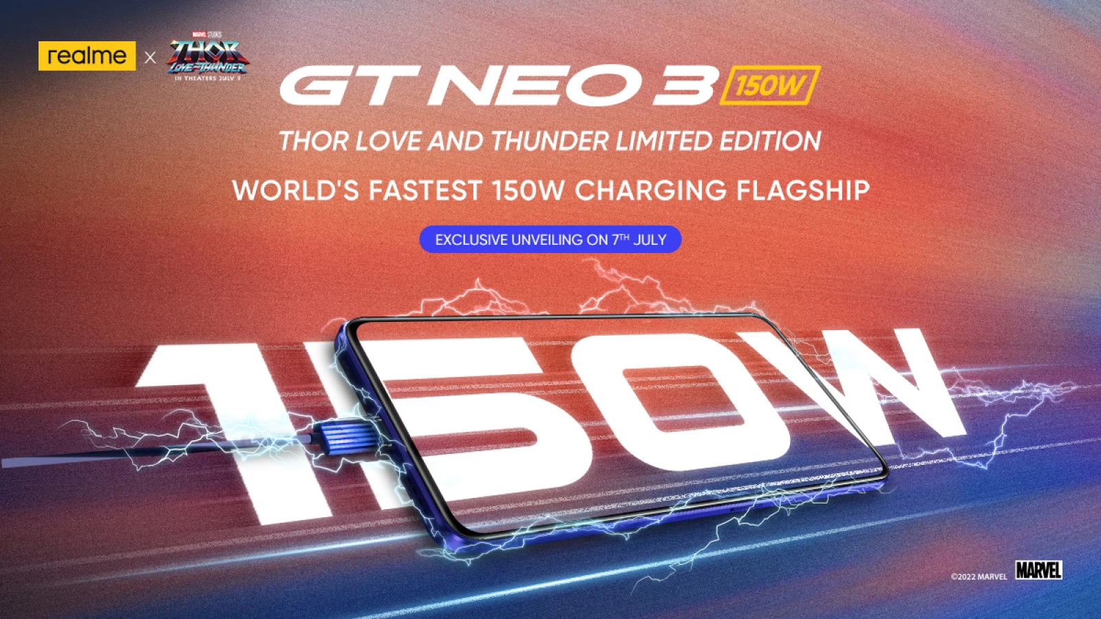 realme promovează încărcarea fulger la 150W de pe GT Neo 3 printr-o ediție specială Thor Love and Thunder