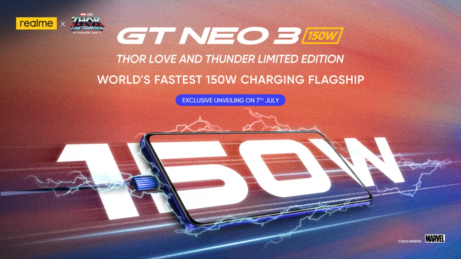 realme promovează încărcarea fulger la 150W de pe GT Neo 3 printr-o ediție specială Thor Love and Thunder