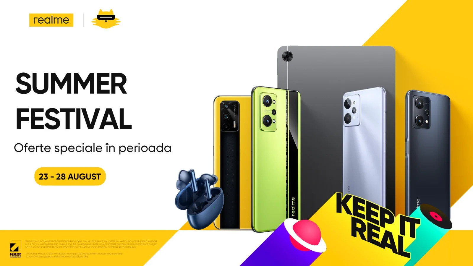realme porneşte festivalul reducerilor Summer Festival, cu oferte bune pentru numeroase produse