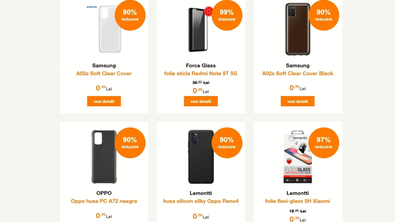 Huse şi folii pentru telefoane mai ieftine decât un covrig la Orange România (Accesorii Samsung, Xiaomi, OPPO)