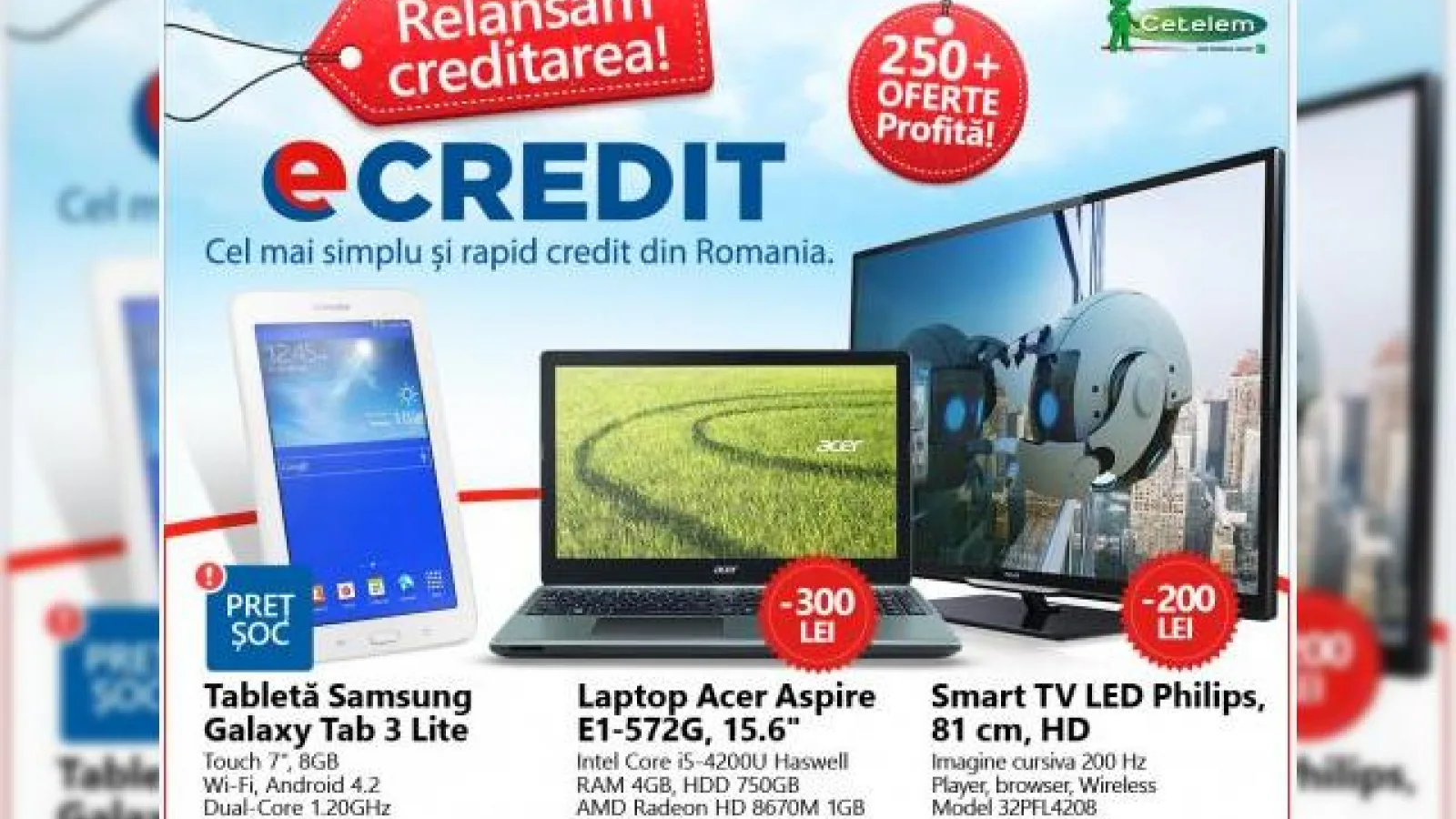 eMAG.ro anunță un preț șoc pentru Galaxy Tab 3 Lite, 599 lei și alte oferte actractive, plus credit rapid și simplu