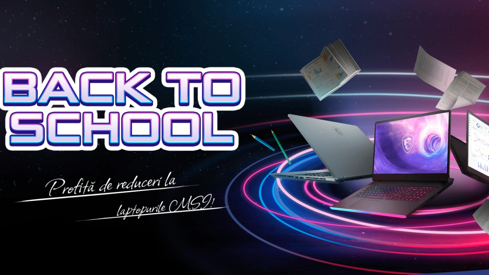 Înapoi la școală cu un laptop MSI la purtător; Modele cu grafică RTX sau AMD Radeon cu până la 20% reducere în această perioadă