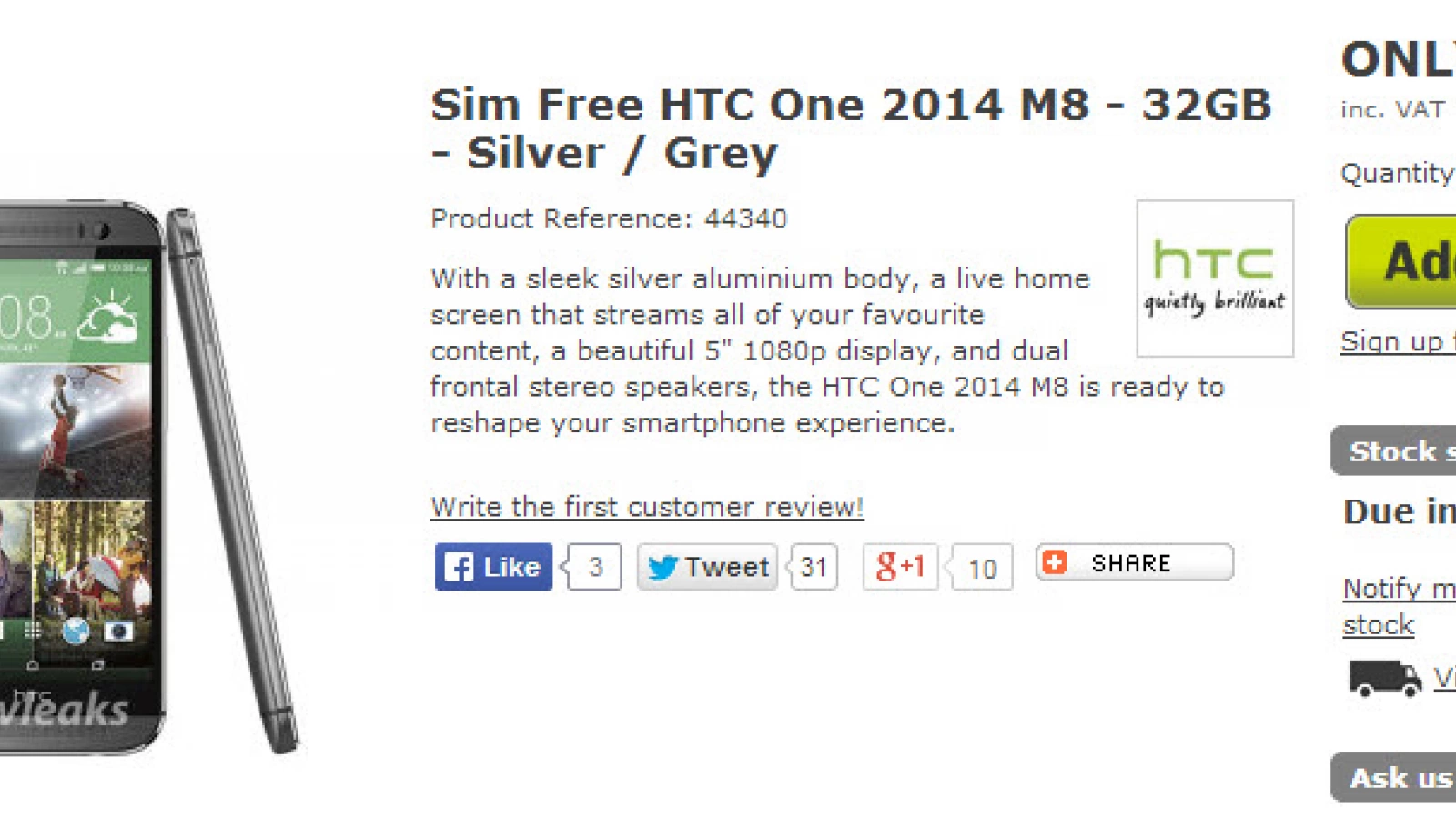 Noul HTC One primeste primul pret in Marea Britanie: 700 de euro