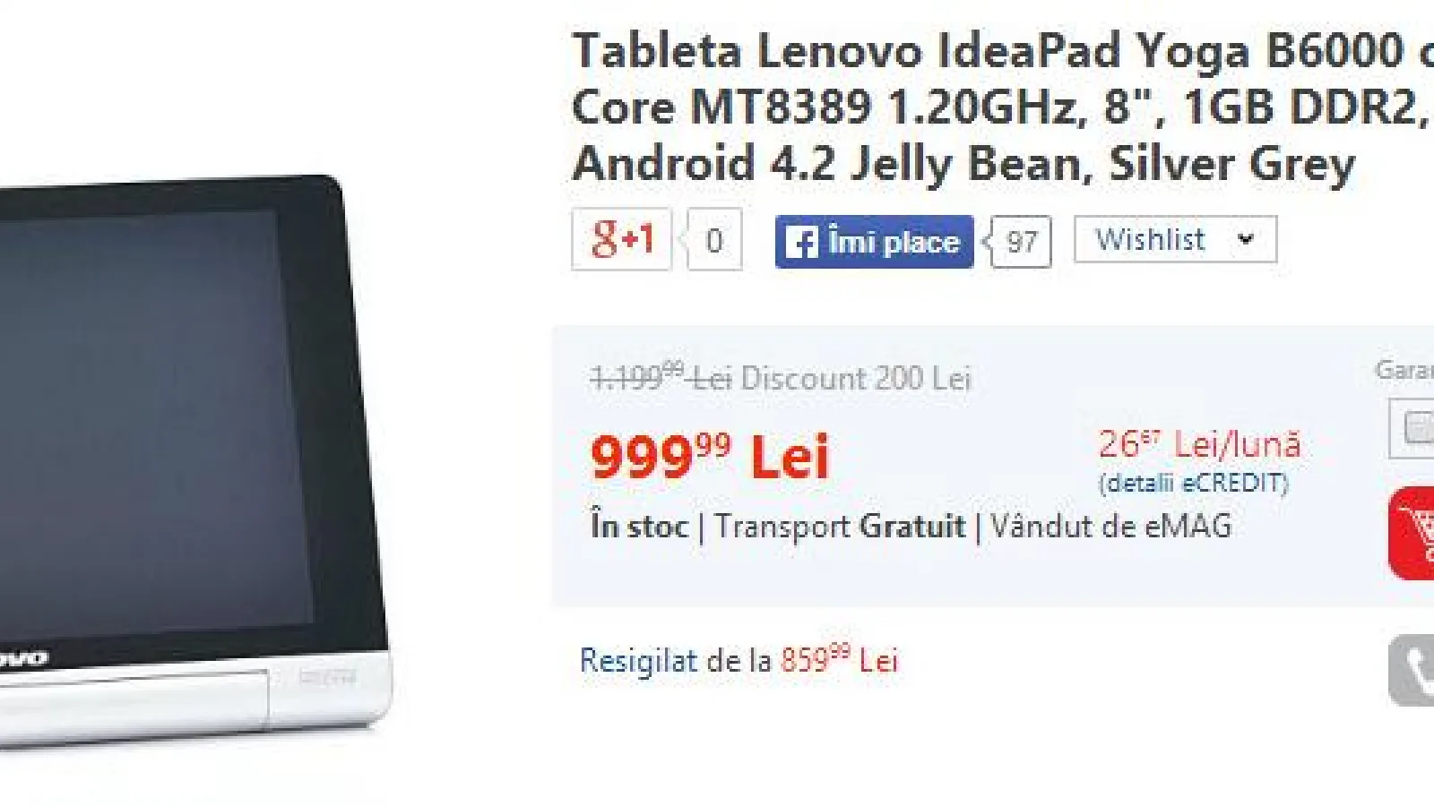 Lenovo Yoga Tablet, tableta cu mega baterie a lui Ashton Kutcher scade sub 1000 lei la eMAG.ro
