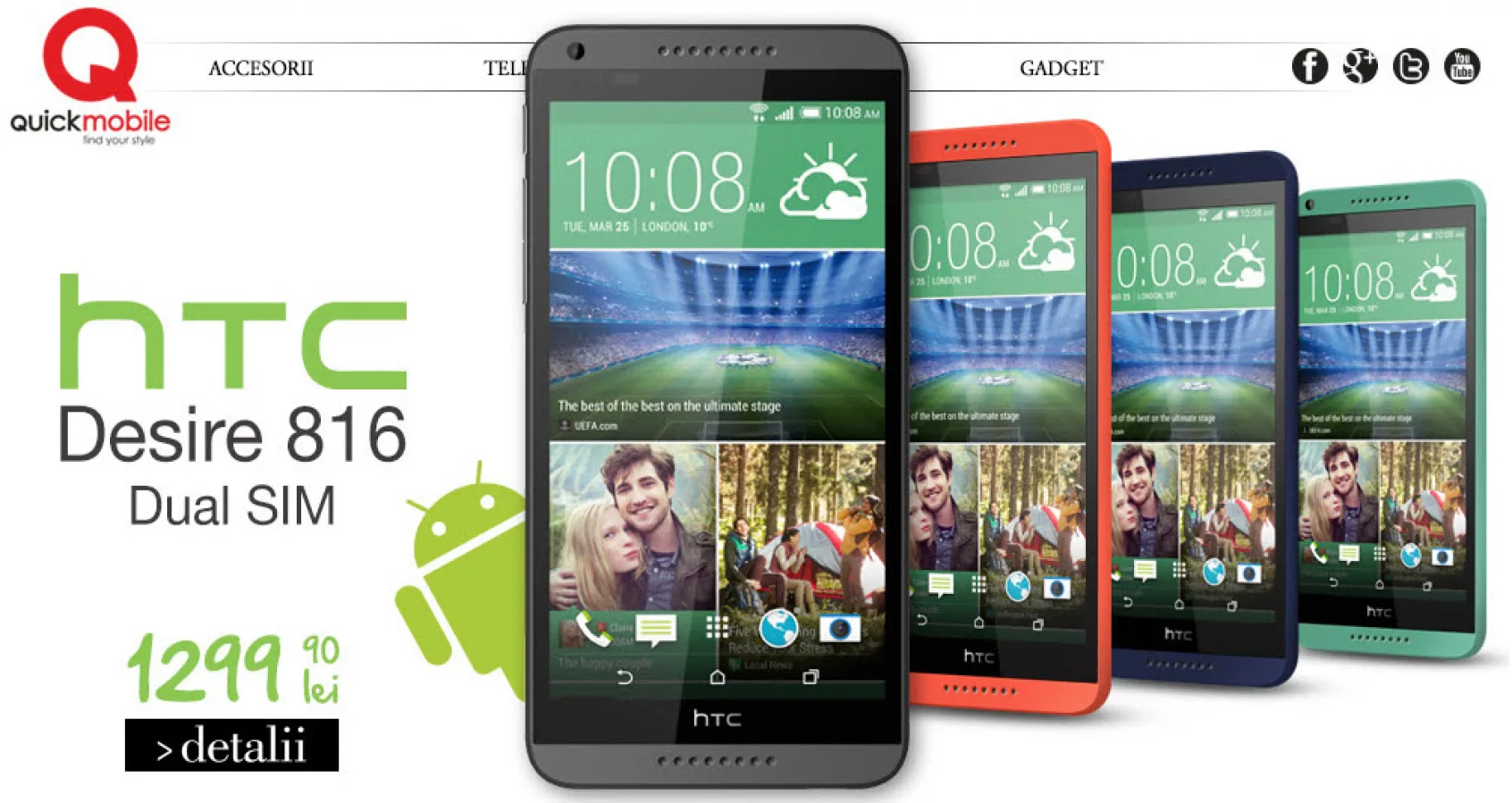 Phablet-ul HTC Desire 816 disponibil de astăzi prin QuickMobile.ro la un preț de 1.299 lei