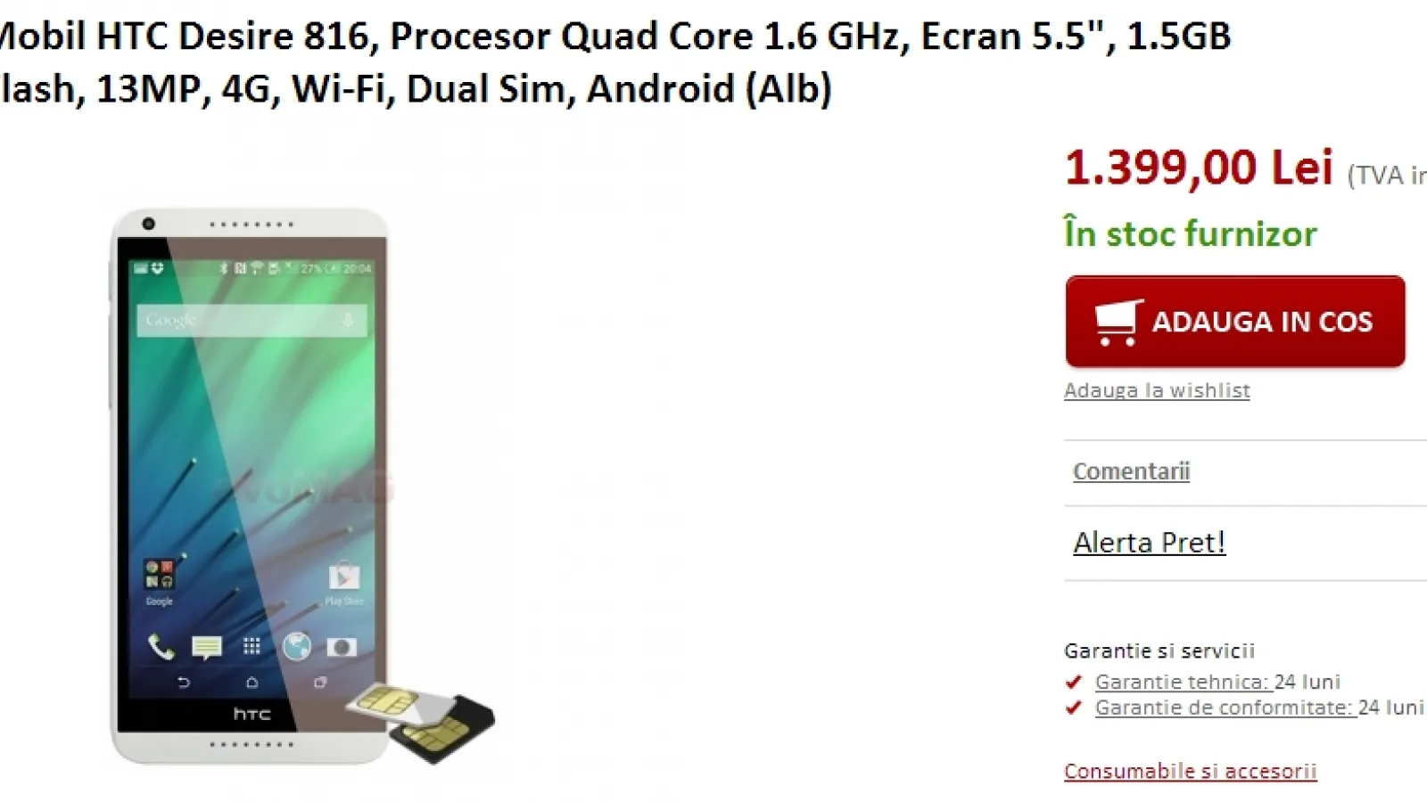 Phablet-ul HTC Desire 816 disponibil de astăzi și prin intermediul evoMAG.ro