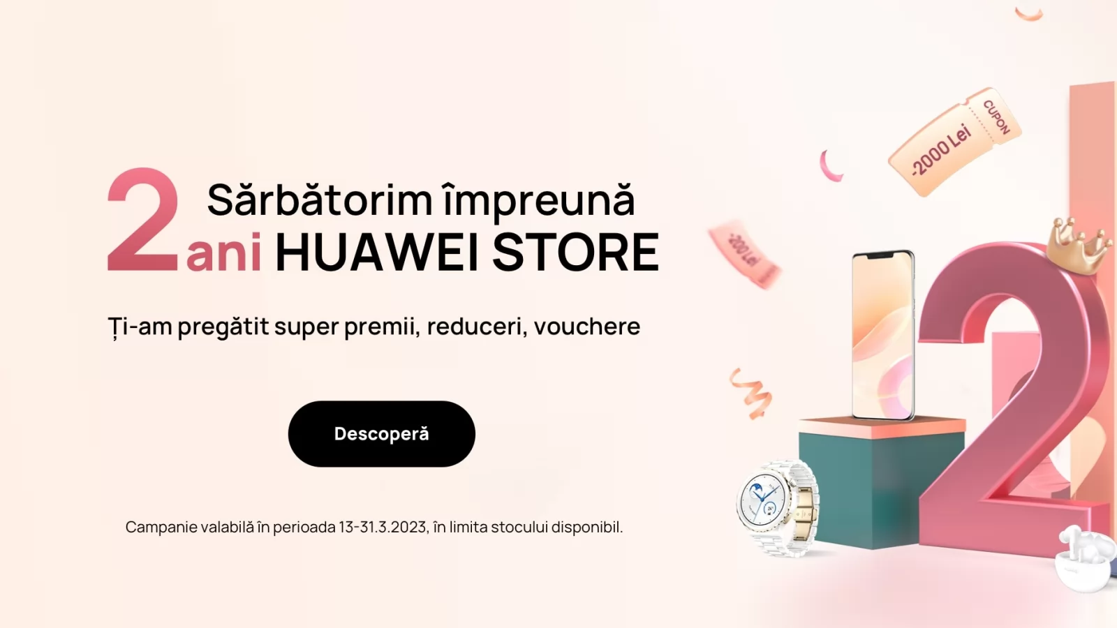 Ce a pregătit HUAWEI Store la aniversare sa de 2 ani? Oferte speciale, extra reduceri, ba chiar și un HUAWEI Mate 50 Pro ca premiu 