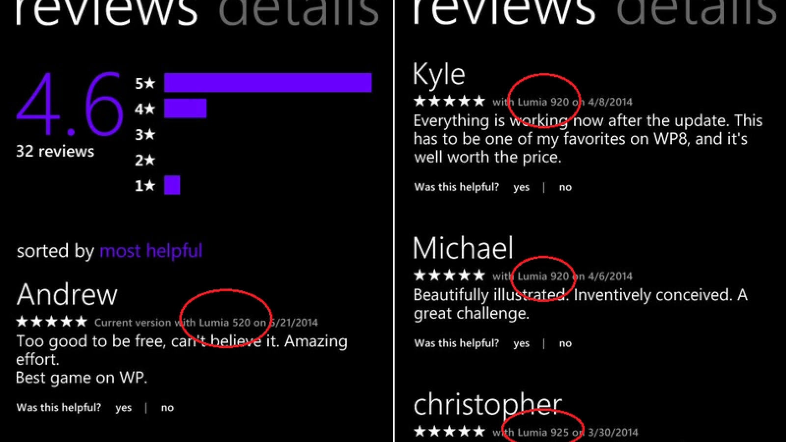 Windows Phone Store include acum și modelul de telefon la reviewurile de aplicații