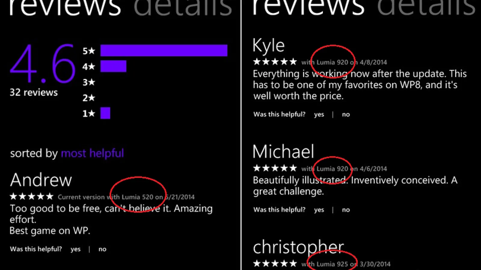Windows Phone Store include acum și modelul de telefon la reviewurile de aplicații