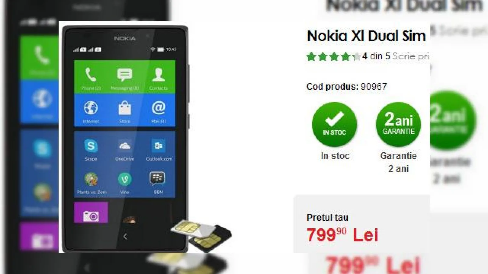 Nokia XL Dual SIM disponibil acum la Quickmobile.ro; Preț măricel..