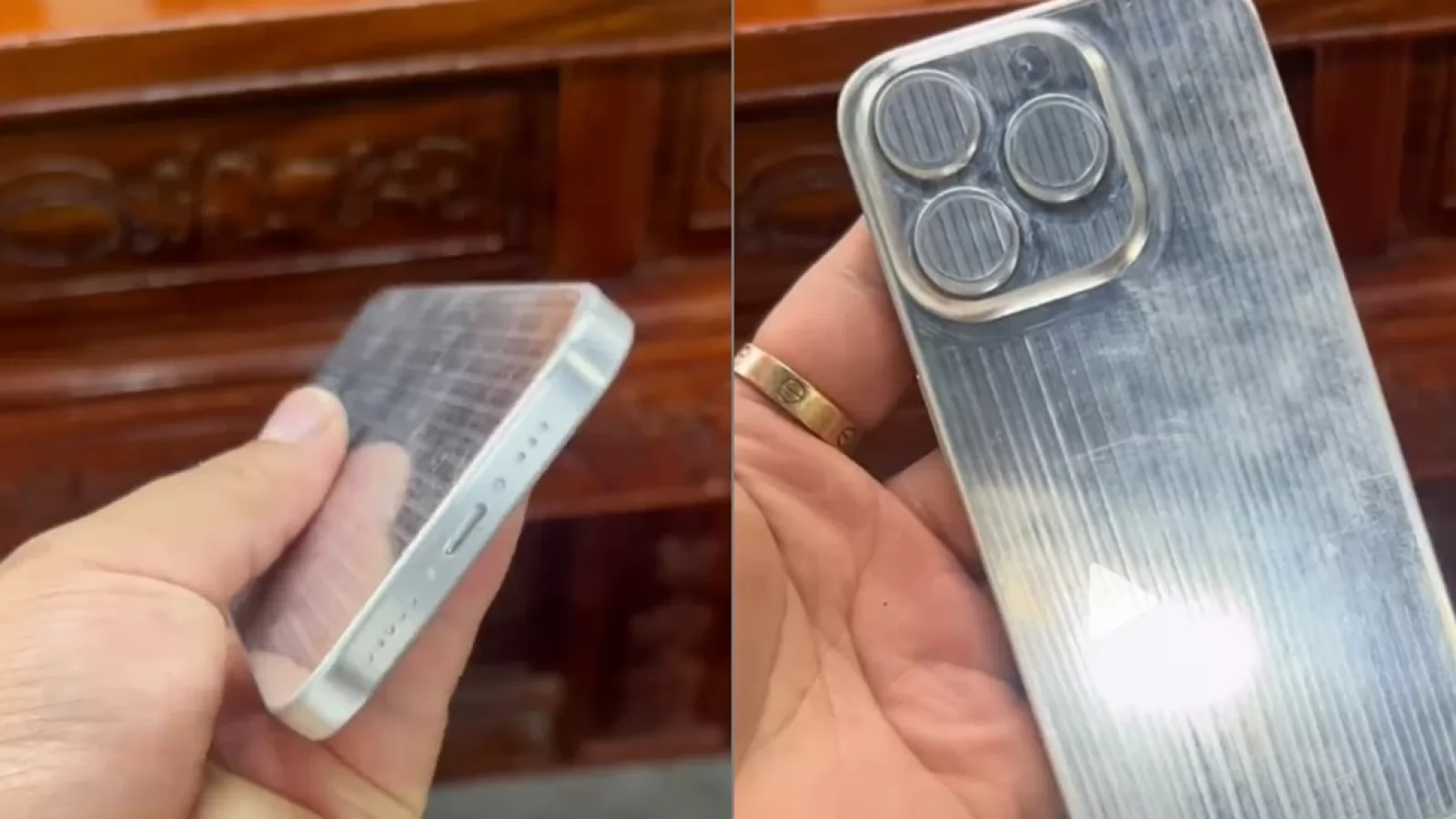 Macheta lui iPhone 15 Pro apare în fotografii hands-on, cu port USB-C la bază și modul foto protuberant în spate