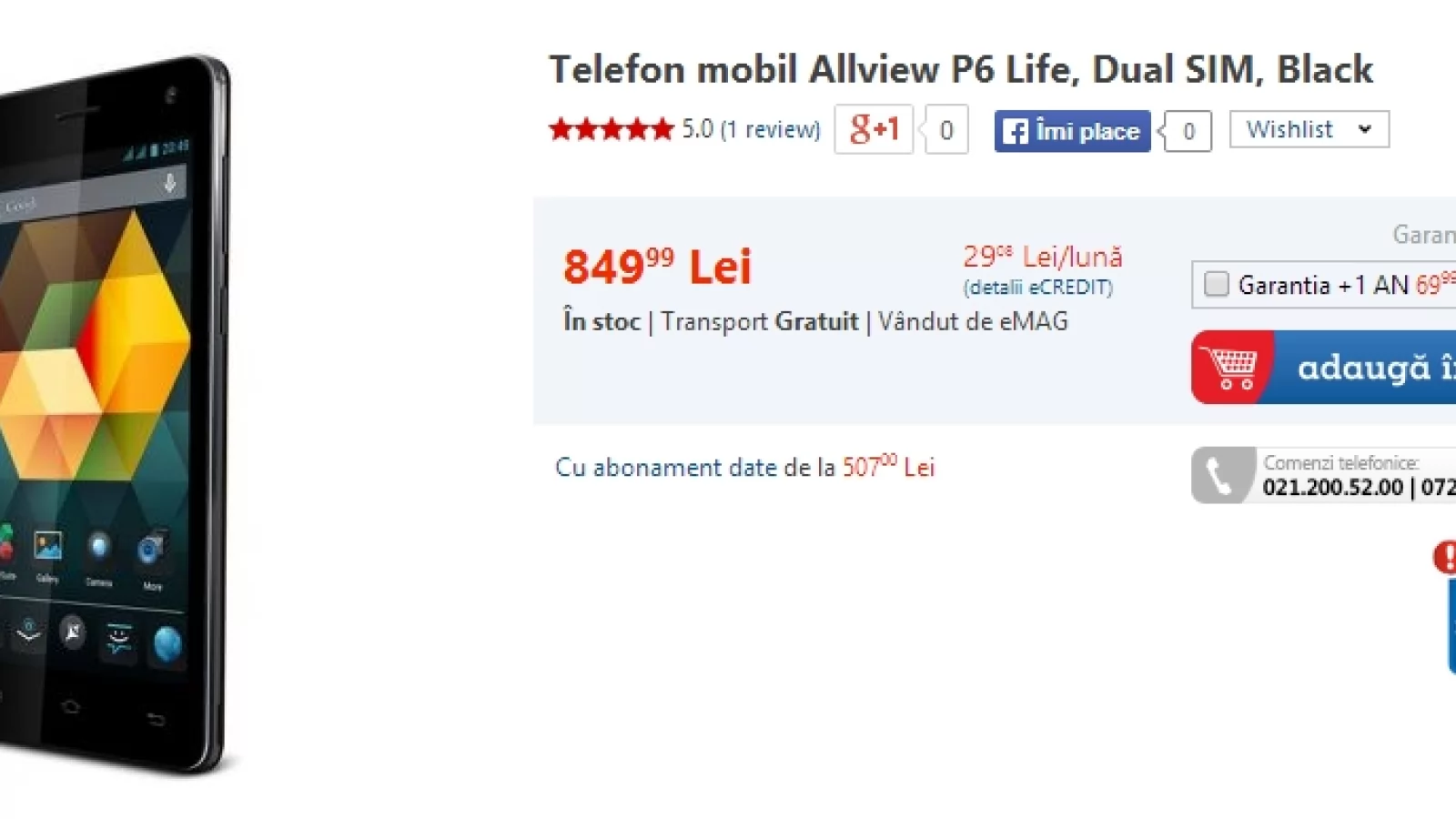 Allview P6 Life Dual-Sim ajunge În oferta celor de la eMAG la un preț de 849 lei