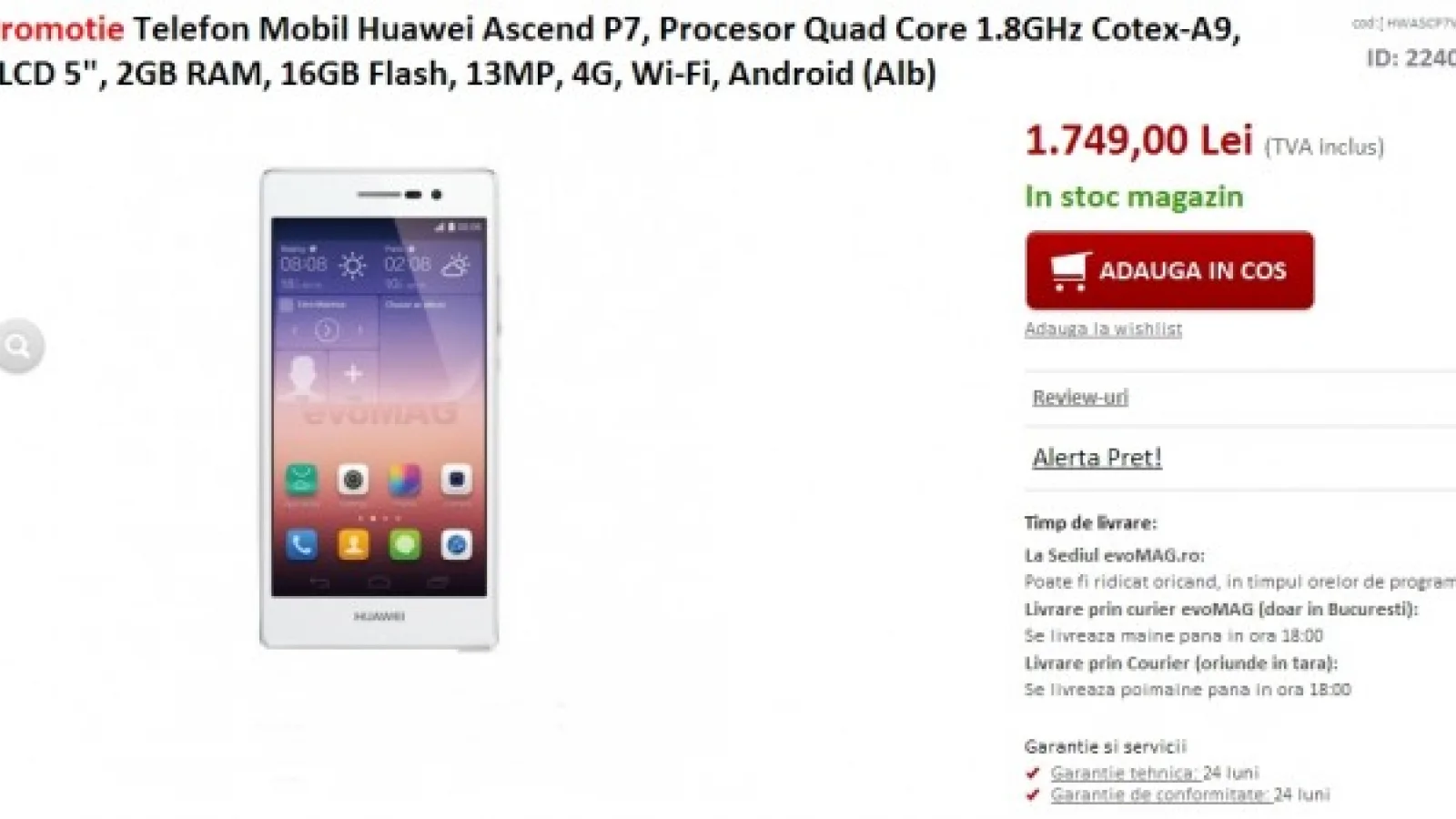 Huawei Ascend P7 disponibil acum și În oferta evoMAG.ro la un preț de 1.749 lei