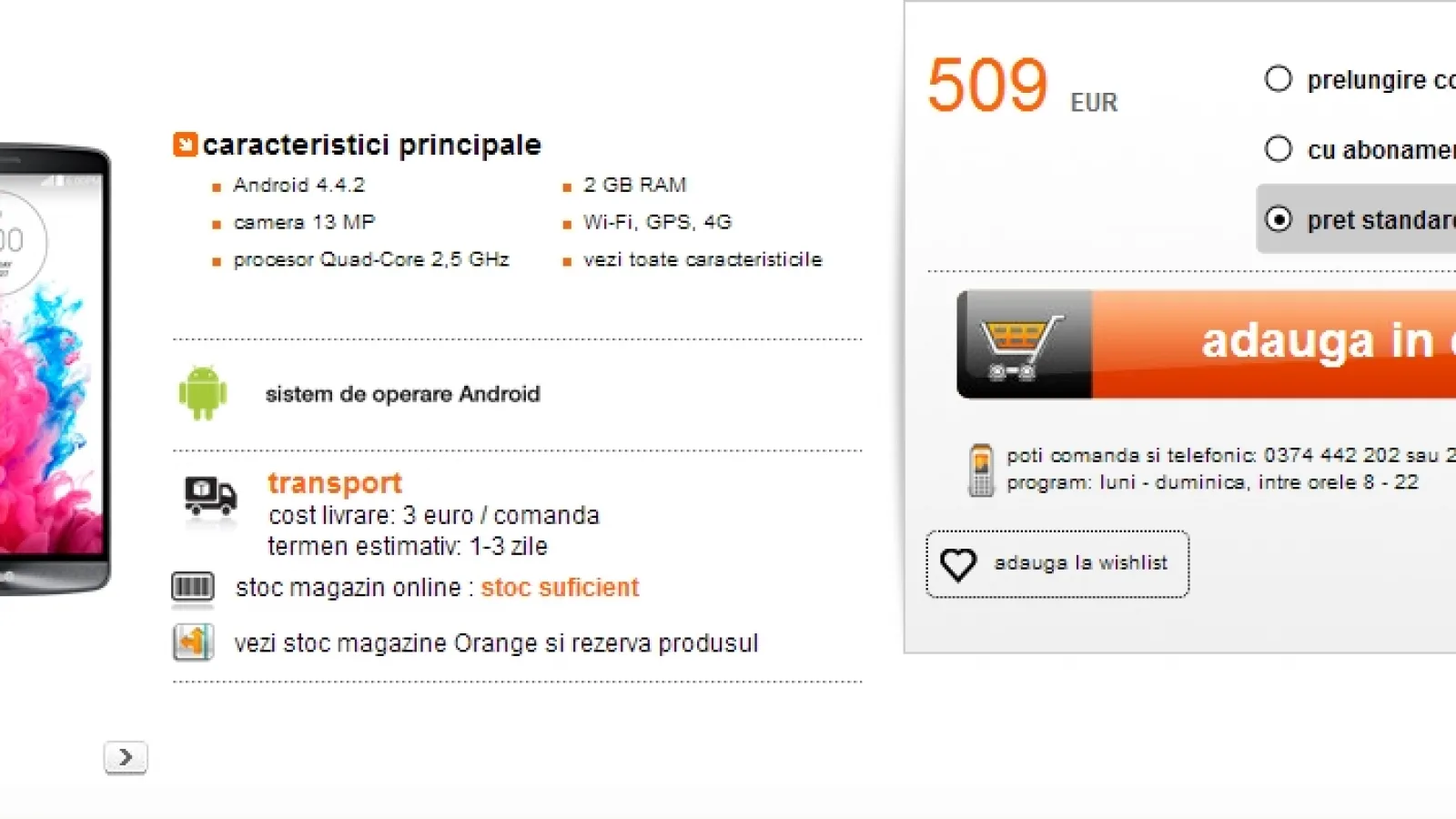 LG G3 disponibil la precomandă prin intermediul operatorului Orange la un preț de 2.230 lei; achiziția acestuia aduce și o tabletă G Pad 7.0 cadou