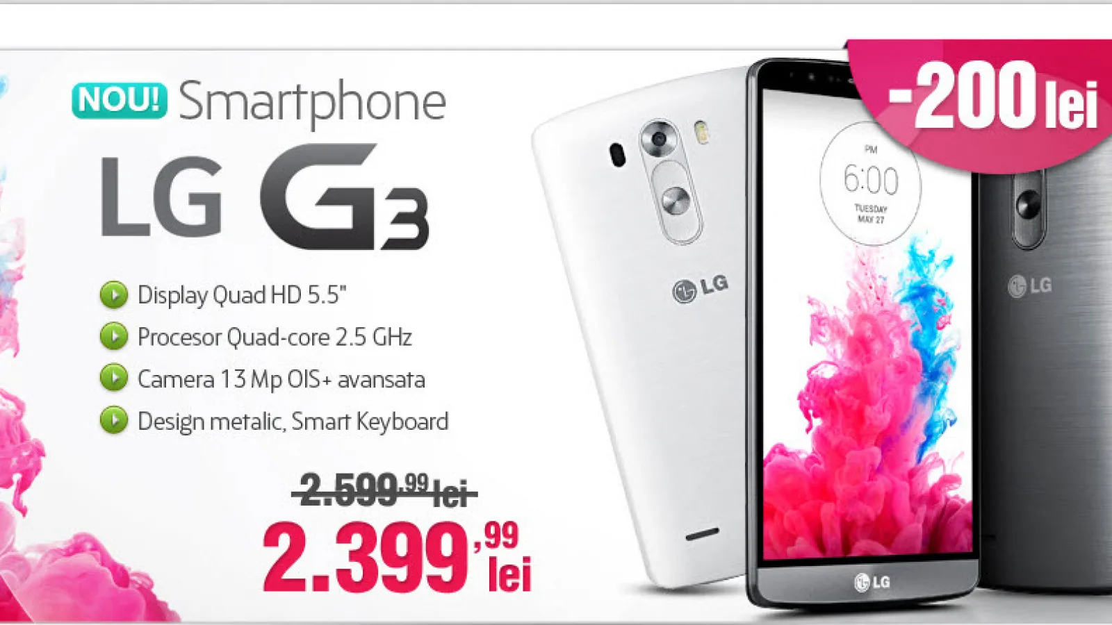 LG G3 ajunge la Clickshop.ro la un preț foarte atractiv