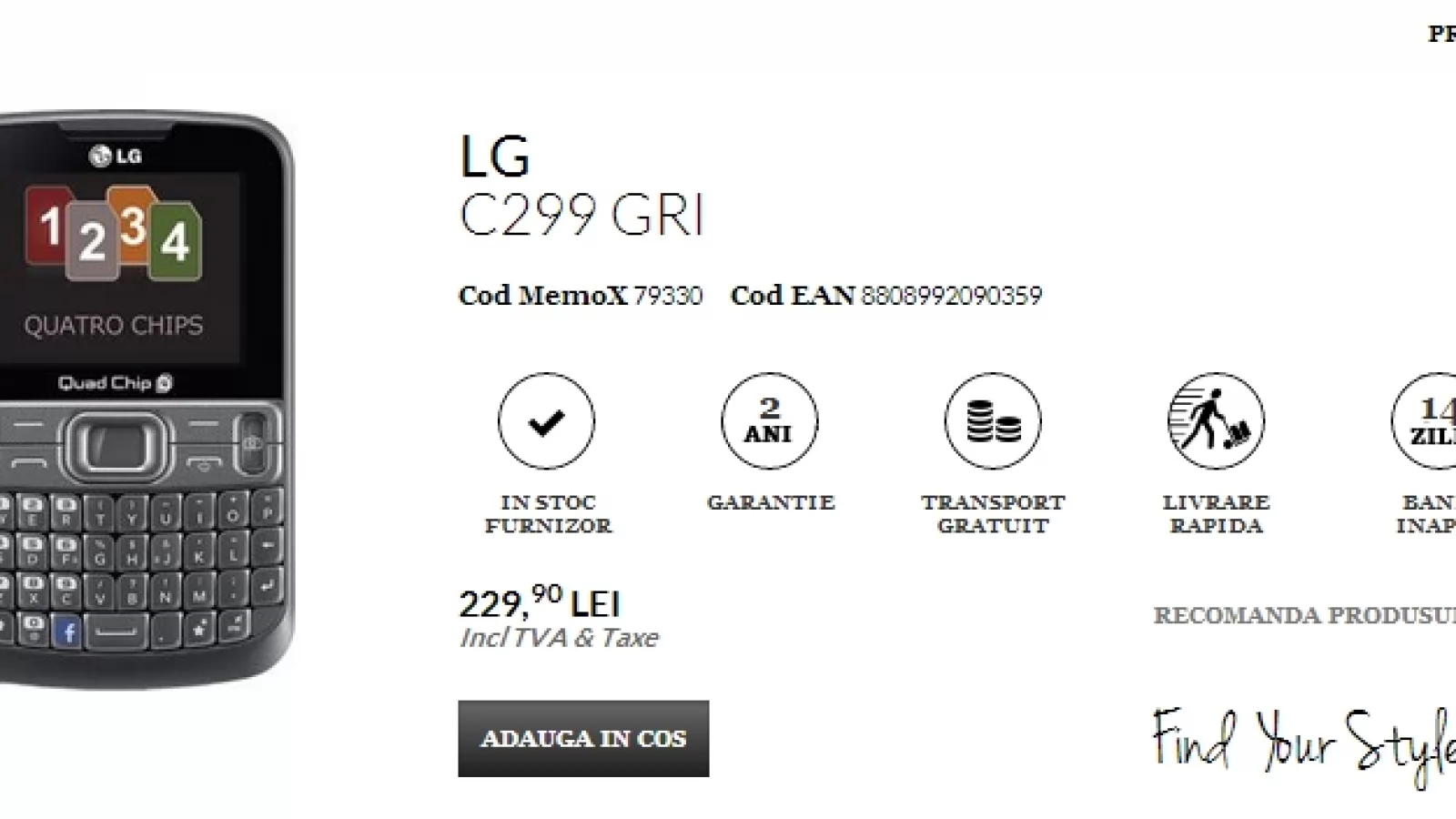 LG C299, terminal quad-SIM disponibil acum În stocul QuickMobile la prețul de 229 lei