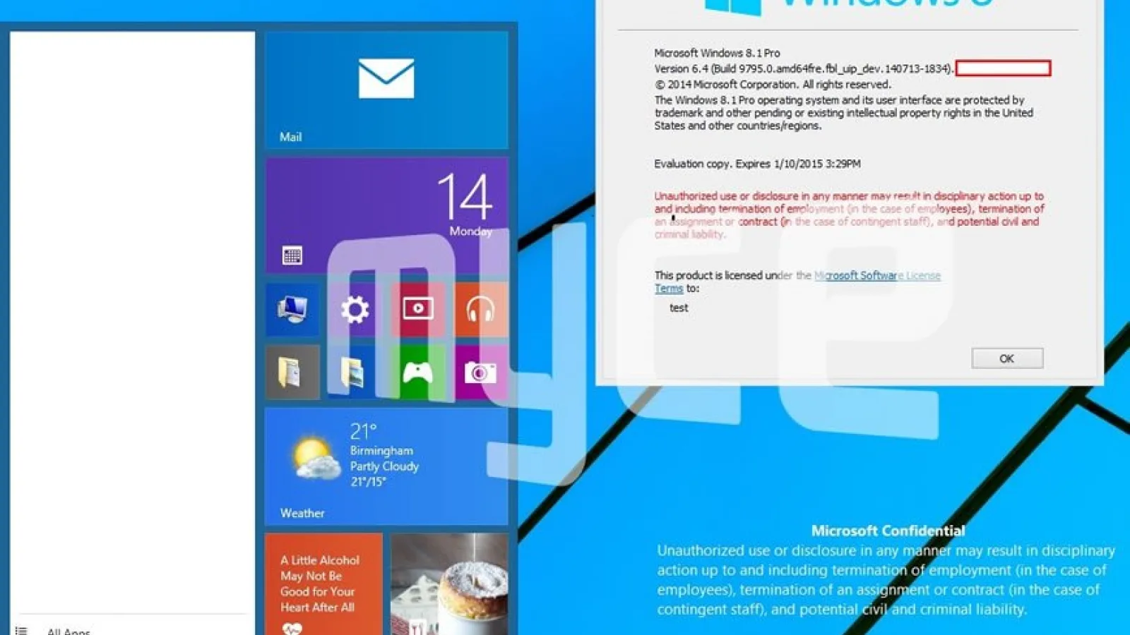 Windows Build 9795 (Threshold) Își face apariția În noi capturi de ecran ce prezintă din nou meniul Start cu widget-uri În stil Modern UI