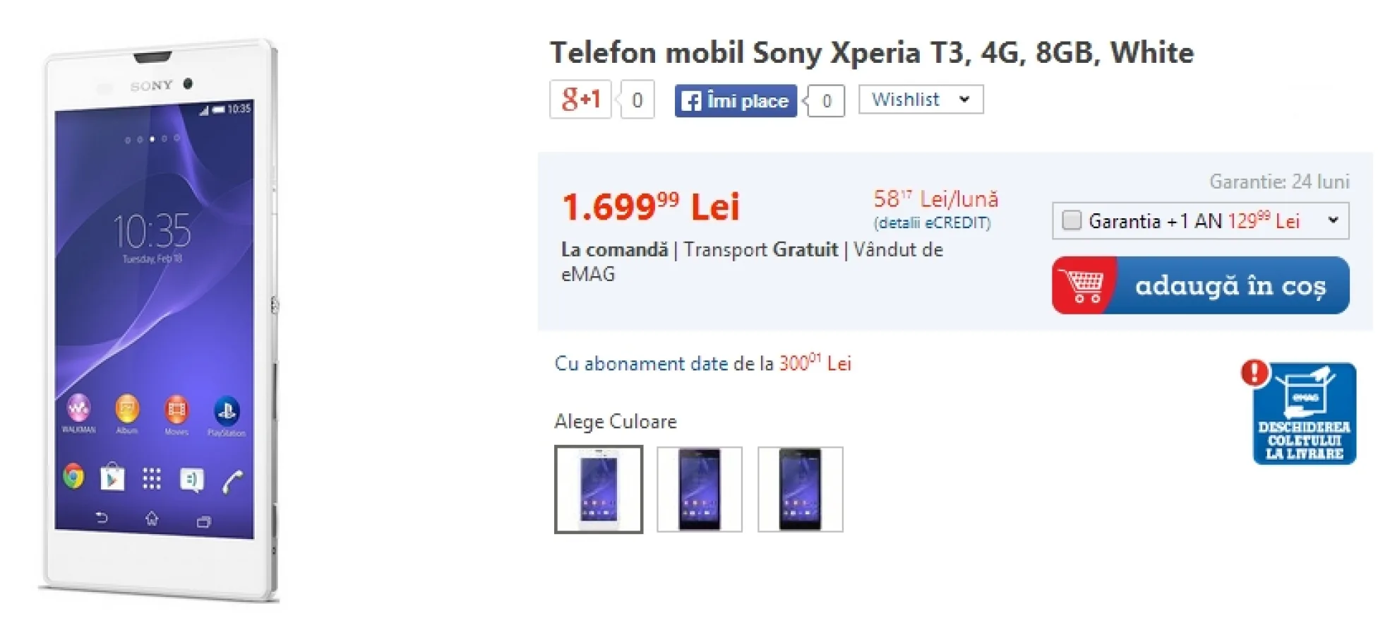 Sony Xperia T3 se regăsește Începând de astăzi și În oferta eMAG, respectiv evoMAG.ro