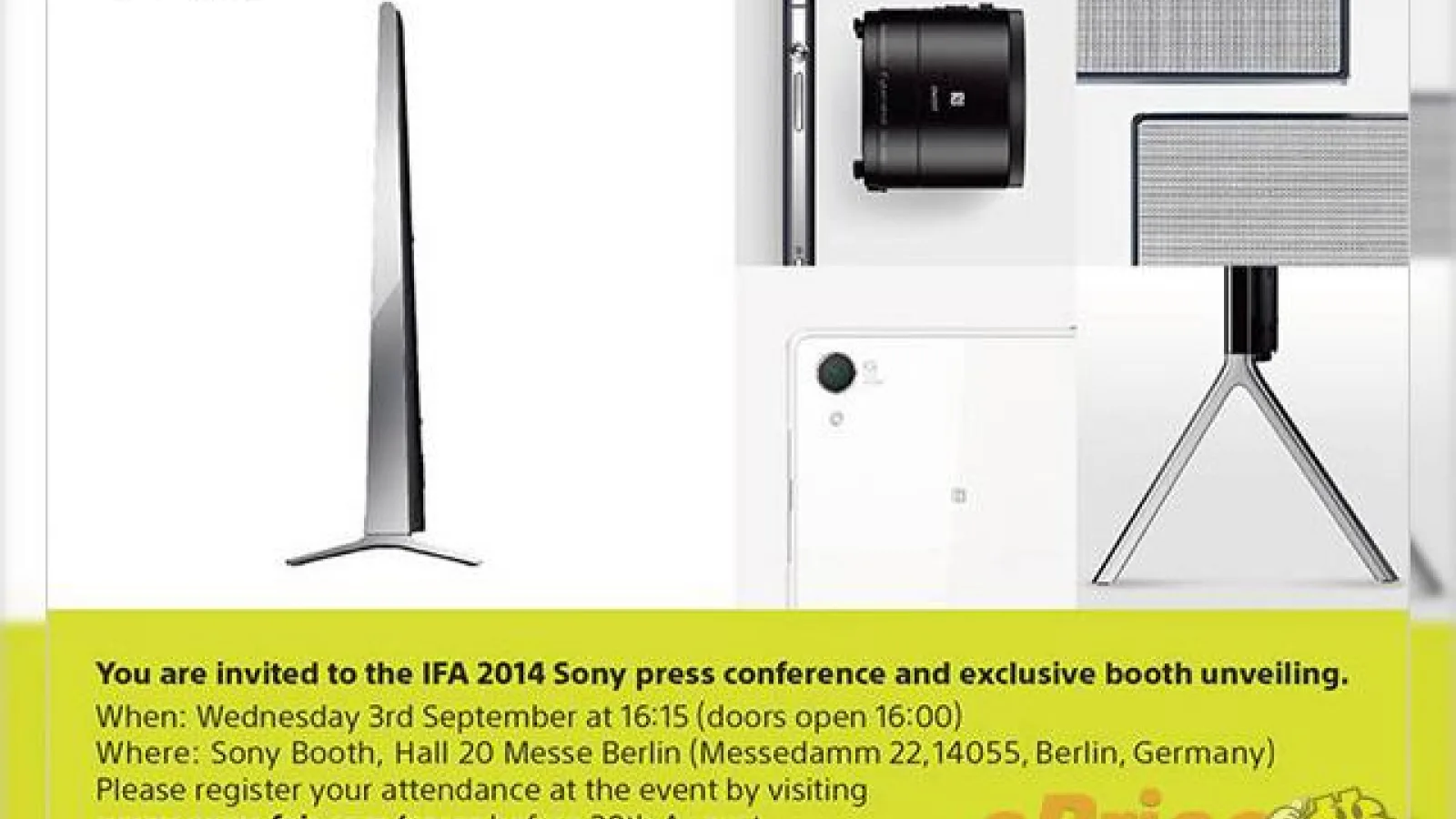 Invitația de presă pentru conferința Sony din cadrul IFA 2014 ajunge pe web