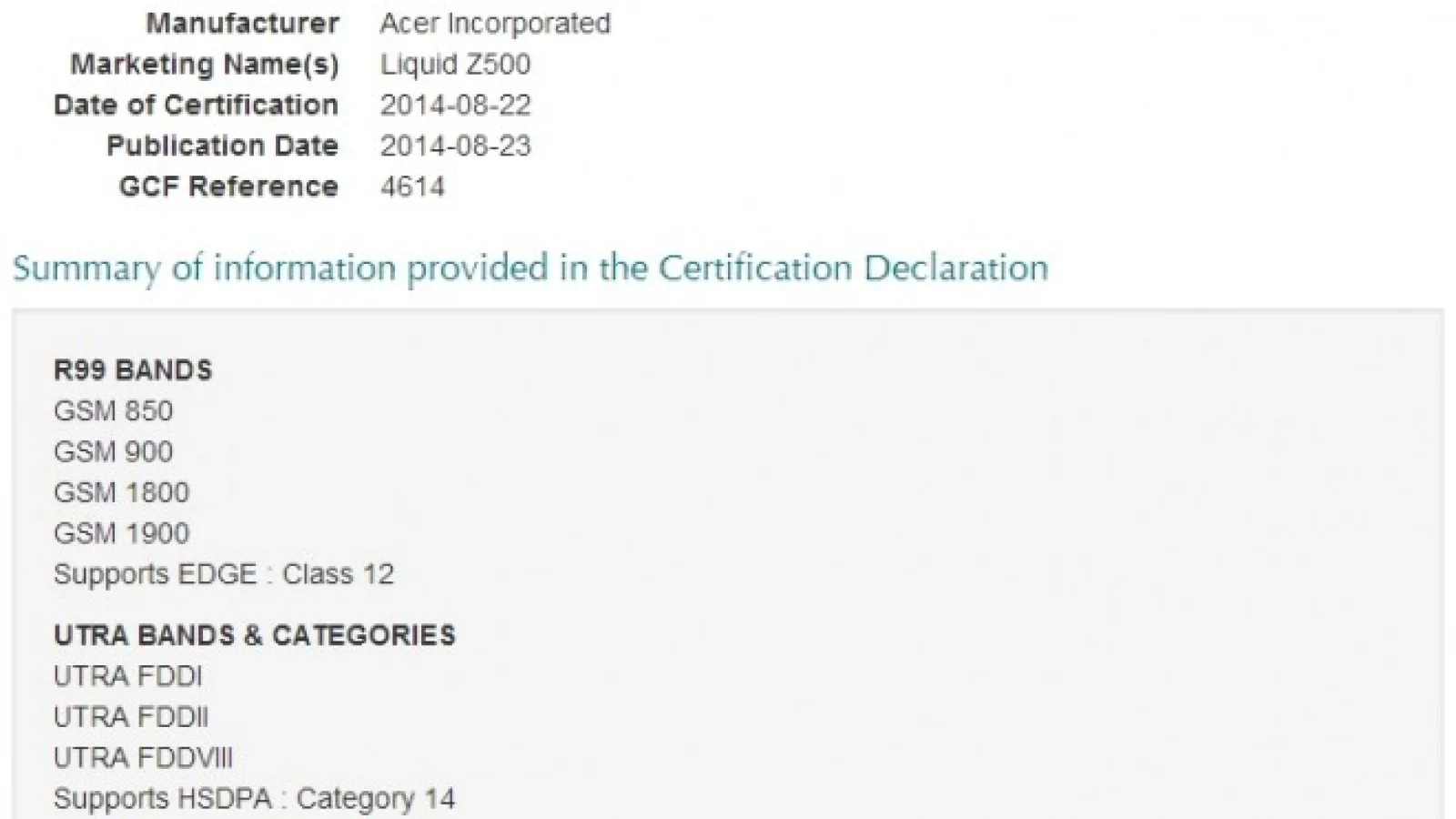 Acer Liquid Z500 primește certificare din partea GFC; vine cu display de 5 inch și va costa 190$