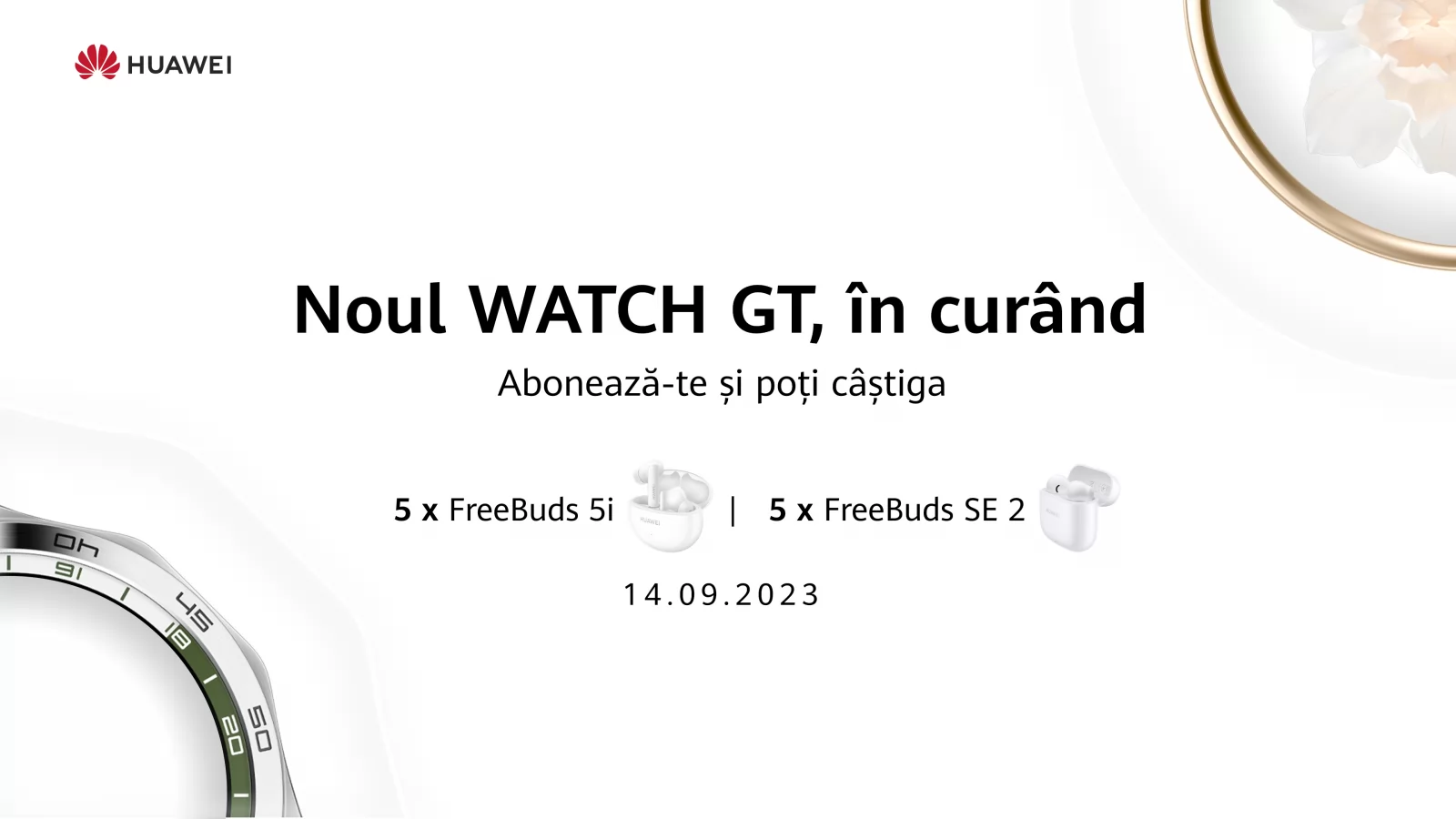 HUAWEI pregătește lansarea unui nou ceas din seria Watch GT și pune la bătaie premii și extra reduceri la preînregistrare