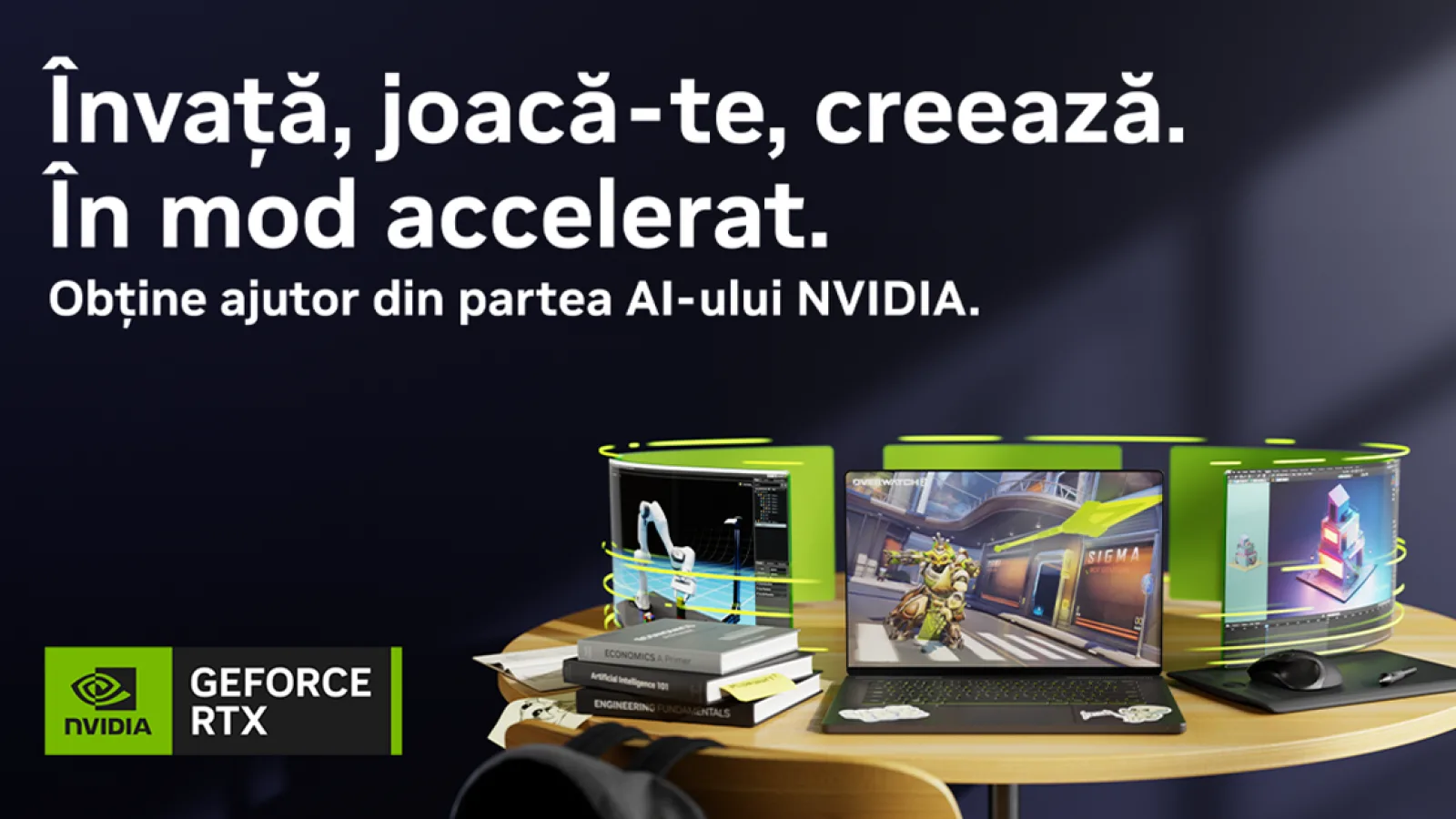 Back to School cu un laptop portabil, puternic și silențios la purtător! Un model cu grafică NVIDIA RTX te ajută să îți accelerezi studiile, să îti perfecționezi skill-urile și să te joci în timpul liber cele mai tari jocuri