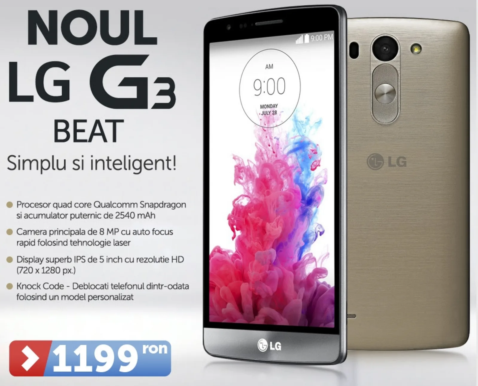 LG G3 Beat disponibil prin intermediul MarketOnline.ro la un preț promoțional de 1.199 lei