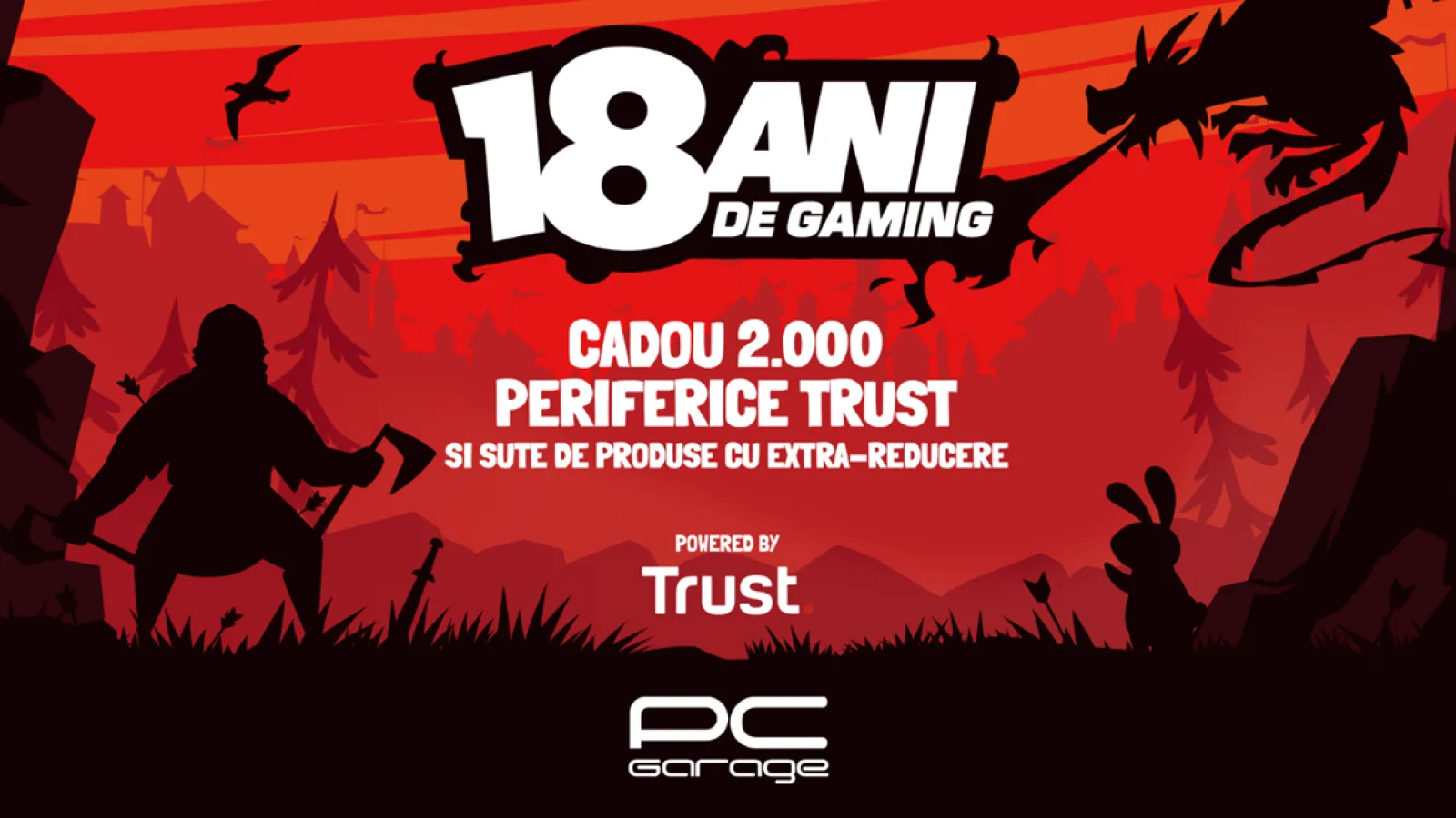 PC Garage a împlinit 18 ani și sărbătorește cu oferte speciale și periferice cadou de la Trust