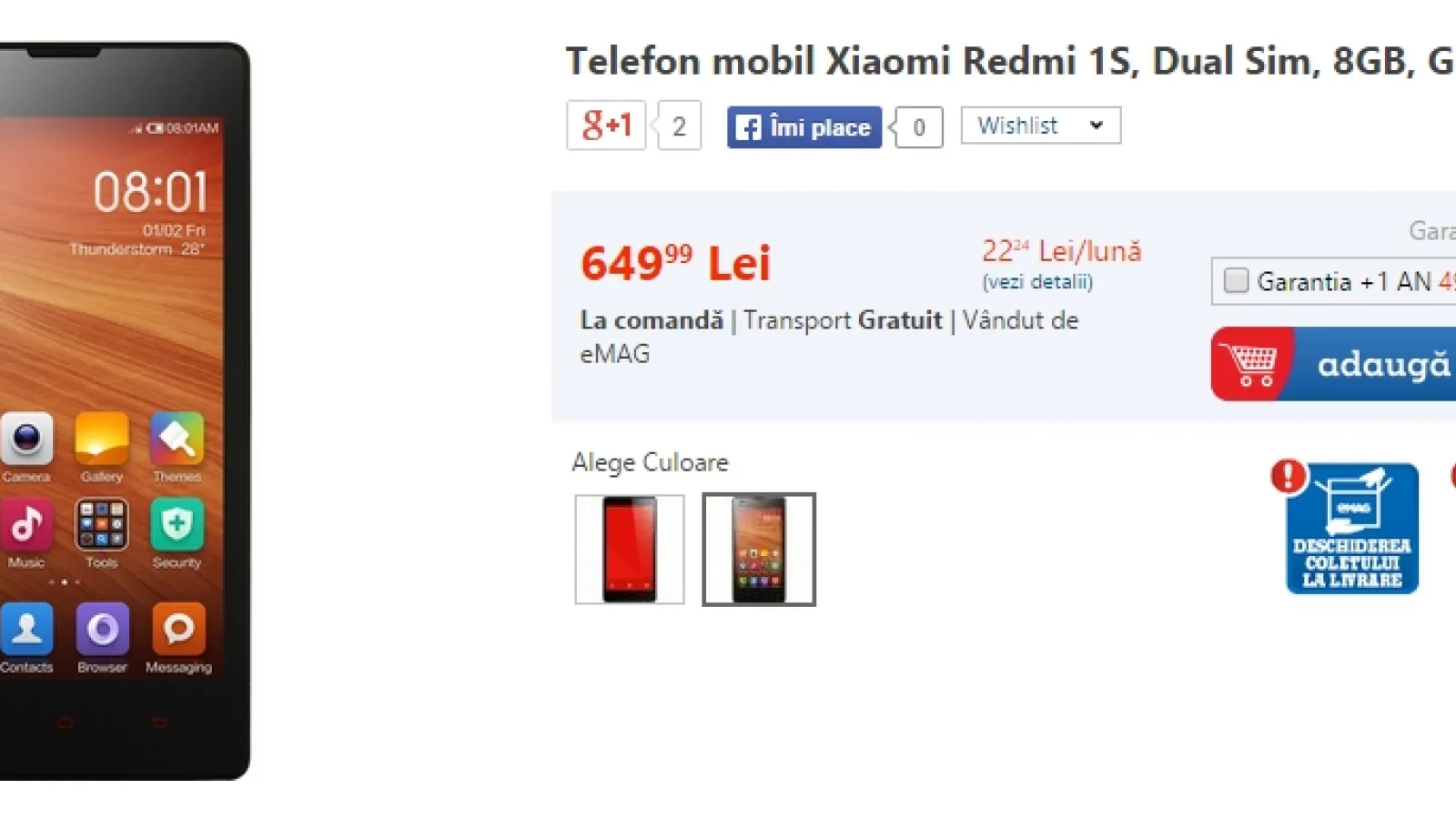 Noutăți: Xiaomi Redmi 1S și UTOK 351D disponibile prin eMAG.ro la prețuri foarte accesibile