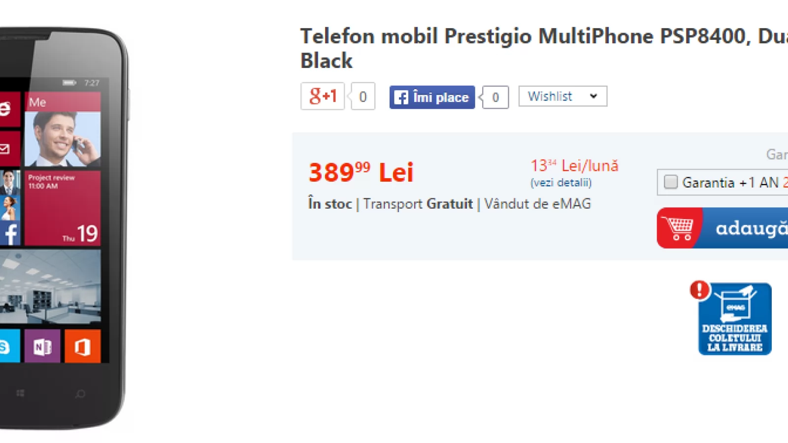 Prestigio MultiPhone PSP8400 disponibil la eMAG pentru doar 389 lei