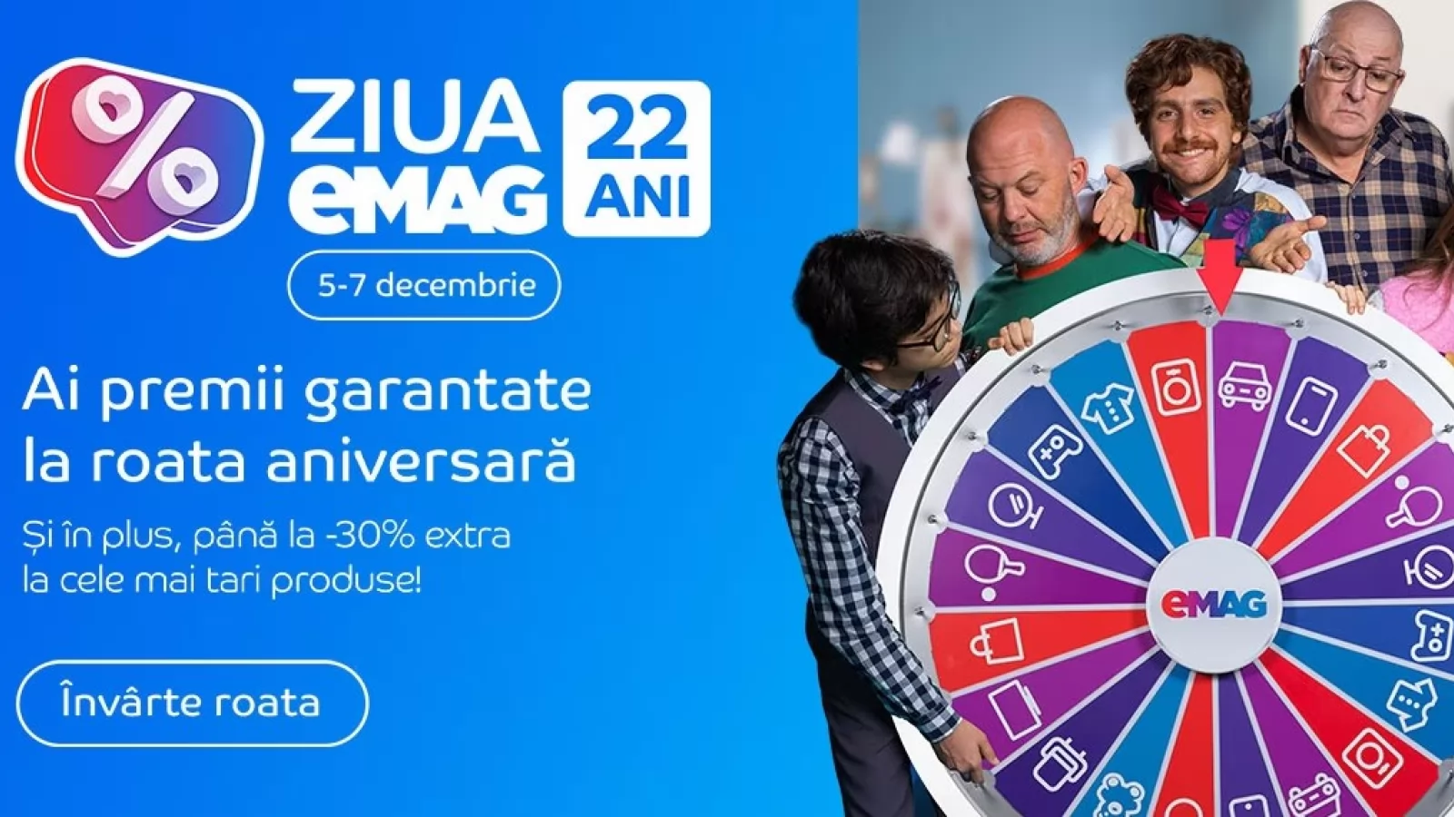 De Ziua eMAG câștigi vouchere garantate pentru extra reduceri și ai oferte speciale în perioada 5-7 decembrie 