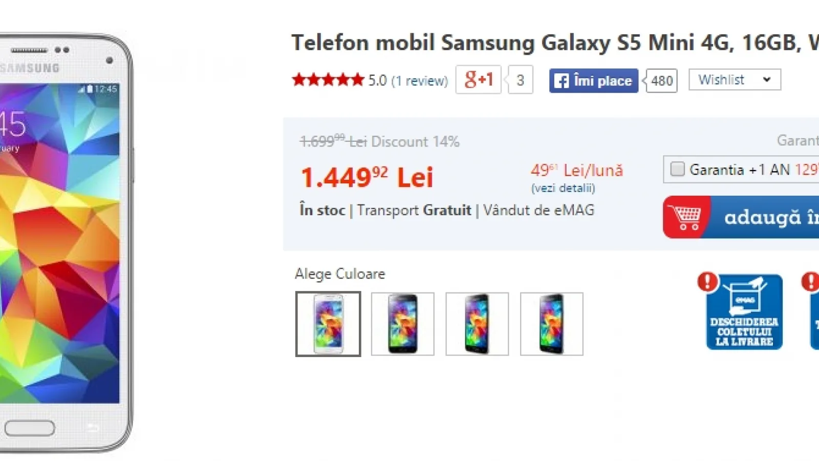 eMAG taie prețurile la Galaxy S5 Mini și la tableta Galaxy Tab 4 T335; promoția mai este valabilă doar astăzi