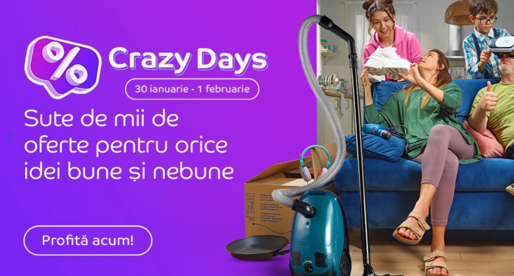 eMAG dă startul reducerilor Crazy Days în perioada 30 ianuarie - 1 februarie! Iată ce oferte speciale aduce retailerul