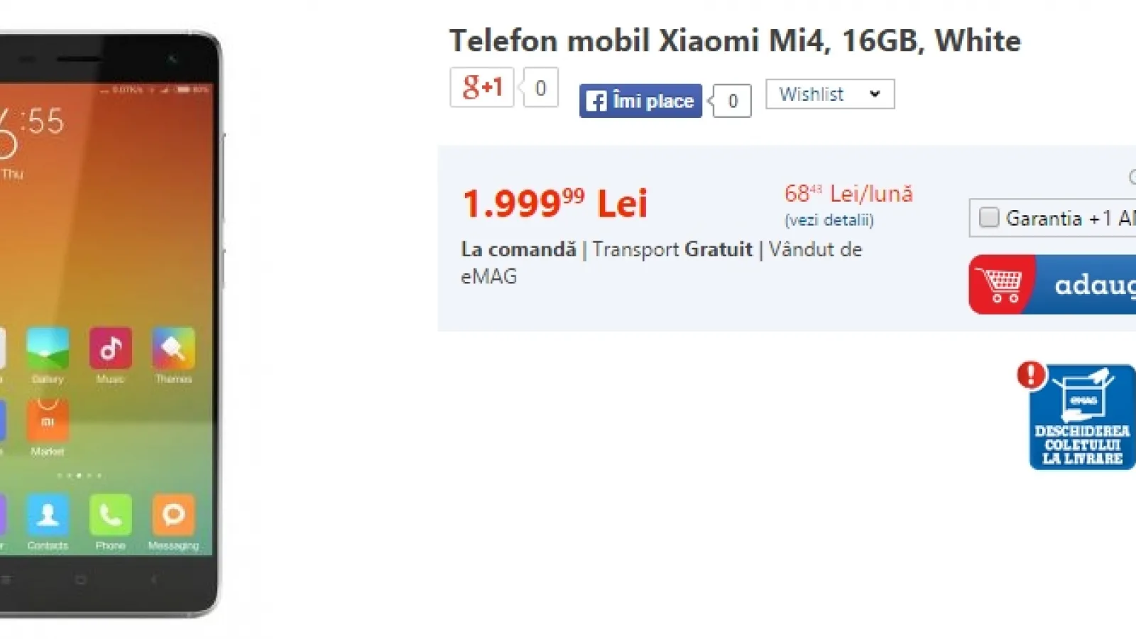 Xiaomi Mi4 disponibil prin intermediul eMAG și Quickmobile
