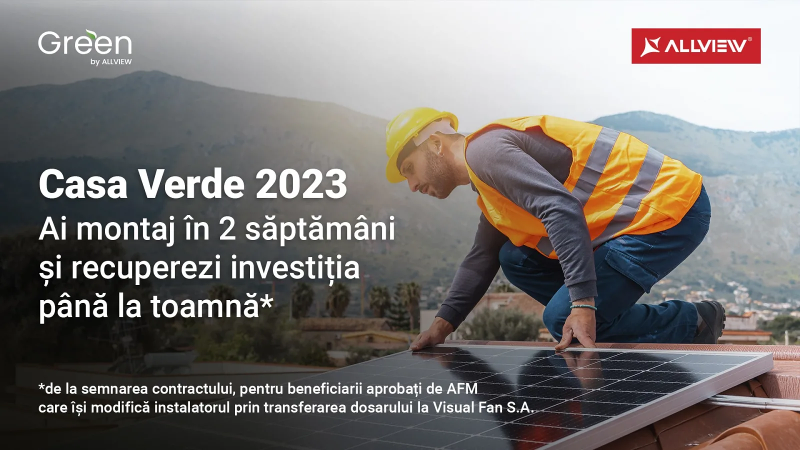 Allview Solar Energy oferă un termen de montare a sistemului fotovoltaic pentru beneficiarii Casa Verde 2023