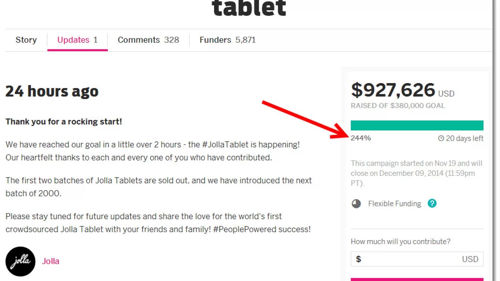 Proiectul Jolla Tablet de pe platforma Indiegogo strânge donații de aproximativ 1 milion de dolari În doar 24 ore