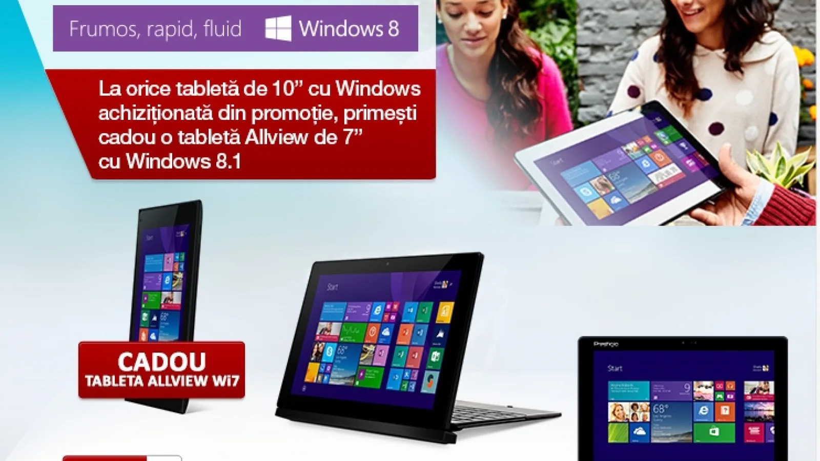 evoMAG oferă cadou o tabletă Allview Wi7 la achiziția unei tablete cu Windows de 10 inch