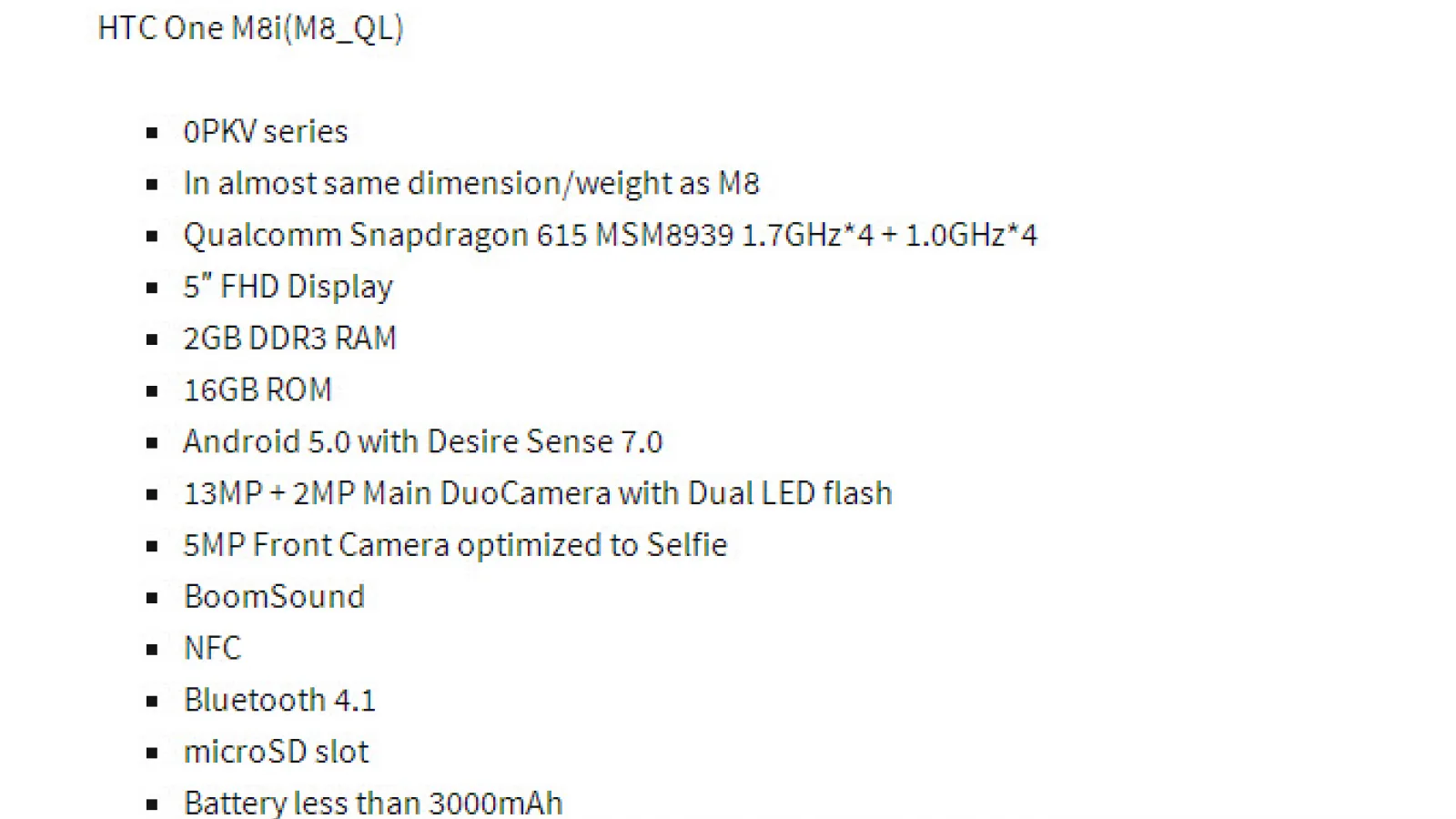 HTC One M8i Își face apariția sub formă de specificații, ar putea fi un nou One Mini
