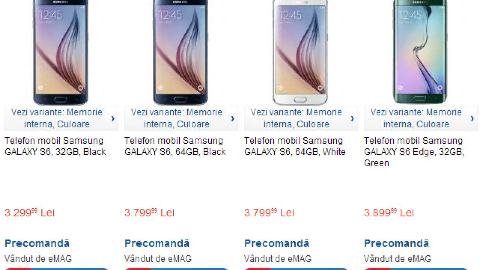 Samsung Galaxy S6 şi Galaxy S6 Edge disponibile acum la eMAG.ro la precomandă! Preţurile pornesc de la 3299 lei!