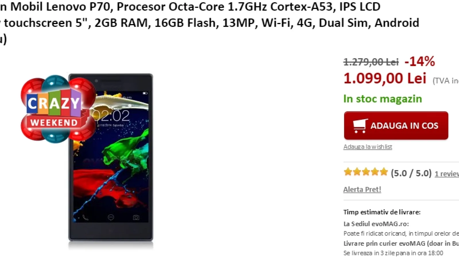 Lenovo P70, smartphone-ul cu baterie de 4.000 mAh scade sub pragul de 1.100 lei la evoMAG.ro