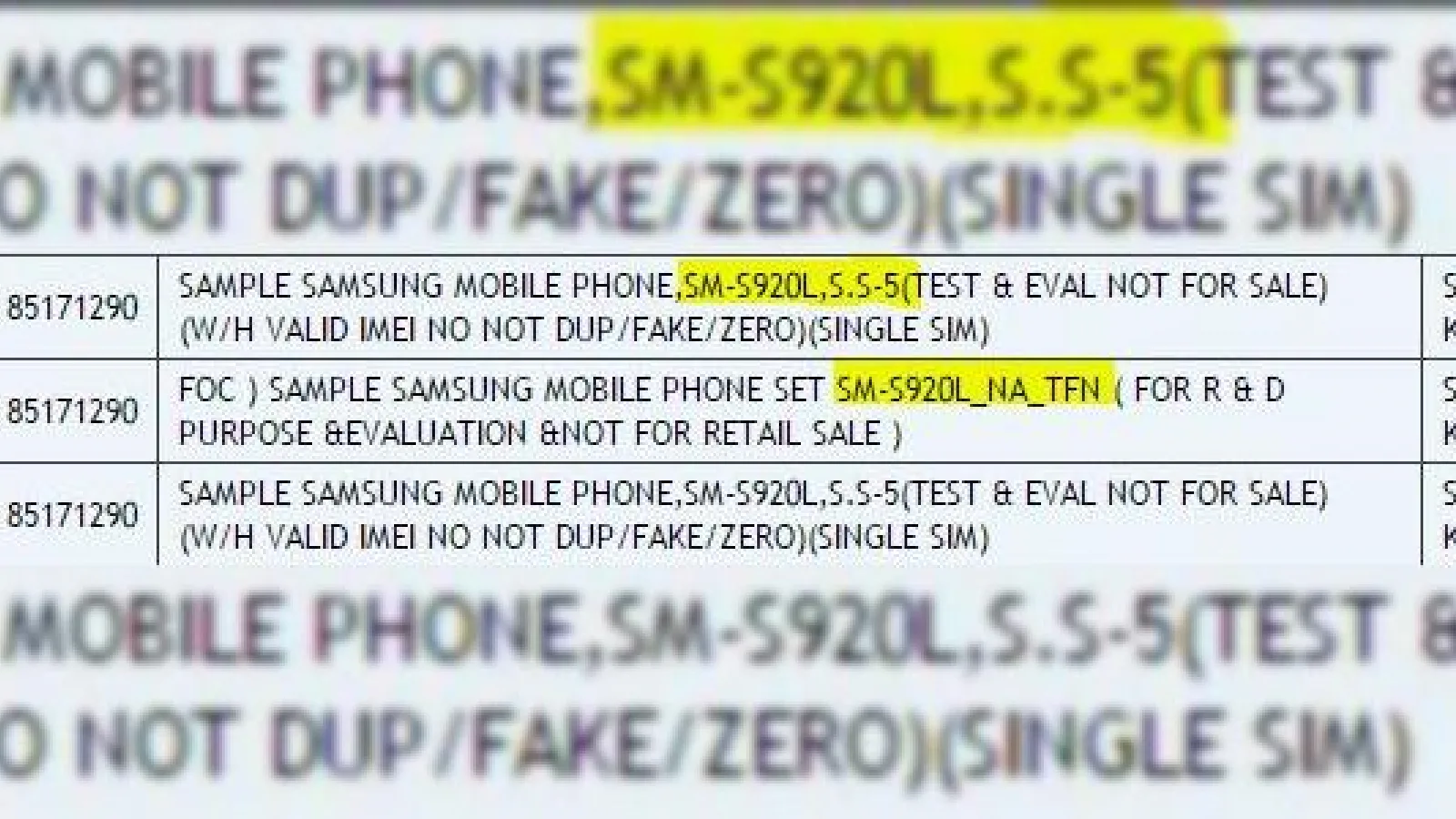 Samsung S920L se afișează în cadrul unor documente de import; acesta rulează Android 5.0.2 și aduce un panou de 5 inch