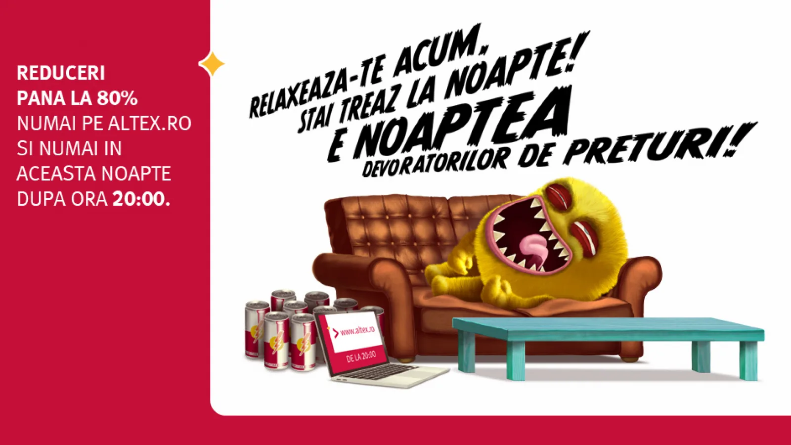 Reduceri de până la 80%: Altex da startul la Noaptea Devoratorilor de preţuri azi la ora 20:00