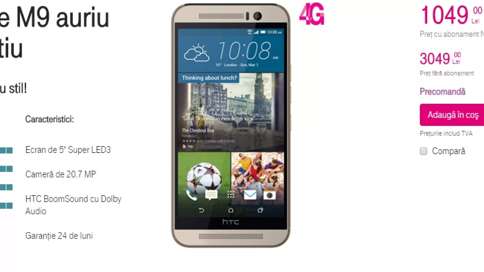 HTC One M9 ajunge și în stocurile operatorului Telekom România