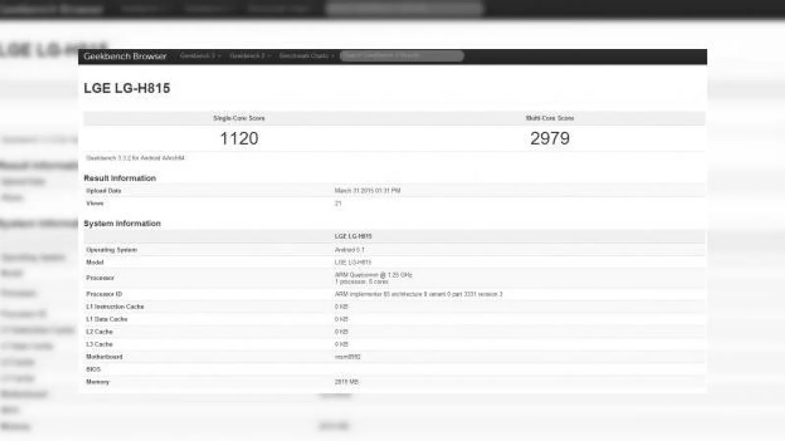 LG G4 îşi dezvăluie iar dotările într-un benchmark, de această dată în GeekBench 3; Se reconfirma procesorul Snapdragon 808