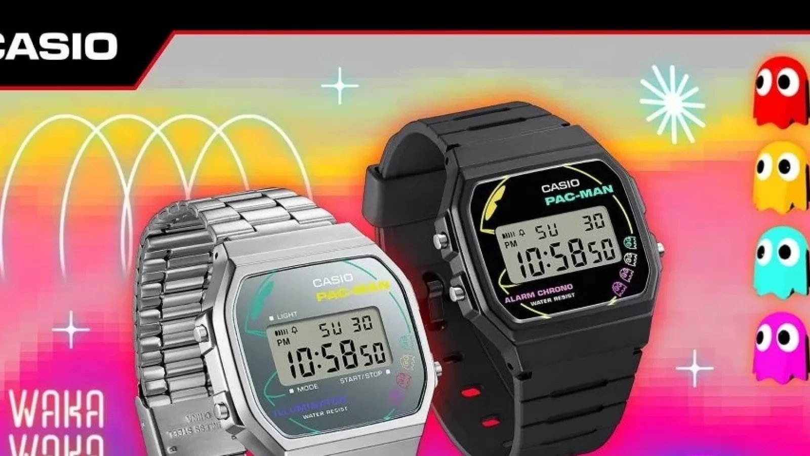Casio aniversează 45 de ani de Pac-Man printr-o colecție de ceasuri unice cu elemente din celebrul joc arcade