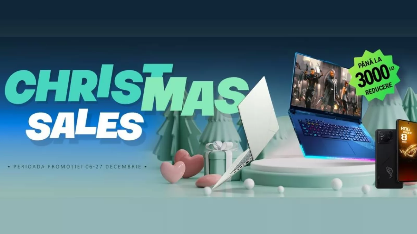 ASUS anunță campania Christmas Sales, cu reduceri masive la laptopuri și smartphone-uri ROG