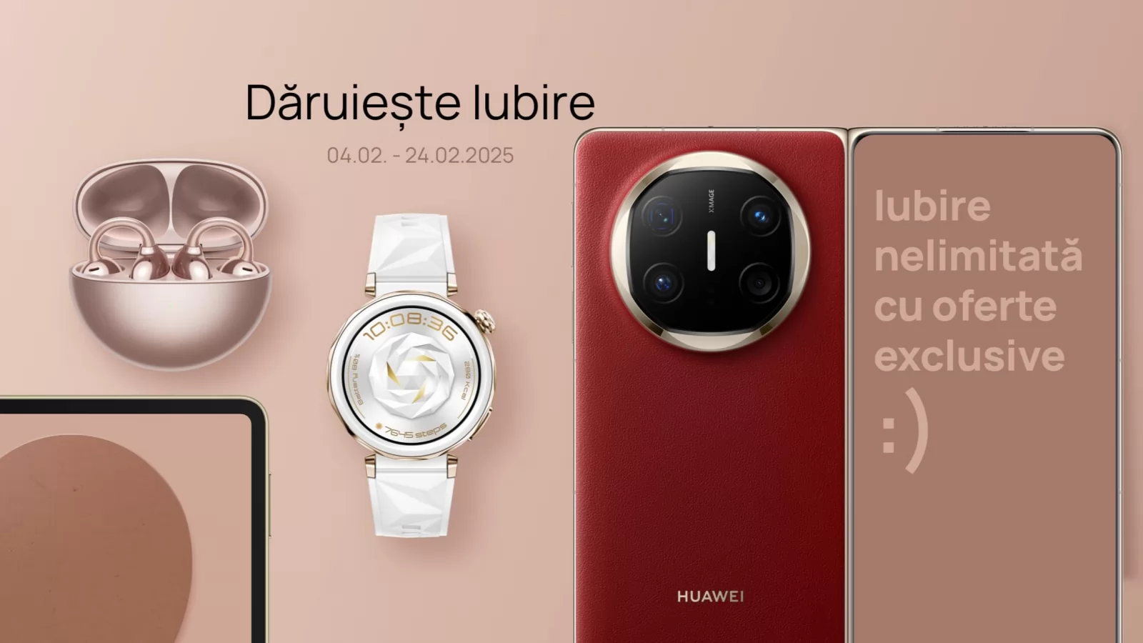 Sărbătorește Valentine's Day cu noul tău companion smart de pe HUAWEI Store; Ai surprize și 50% reducere la al doilea produs audio identic