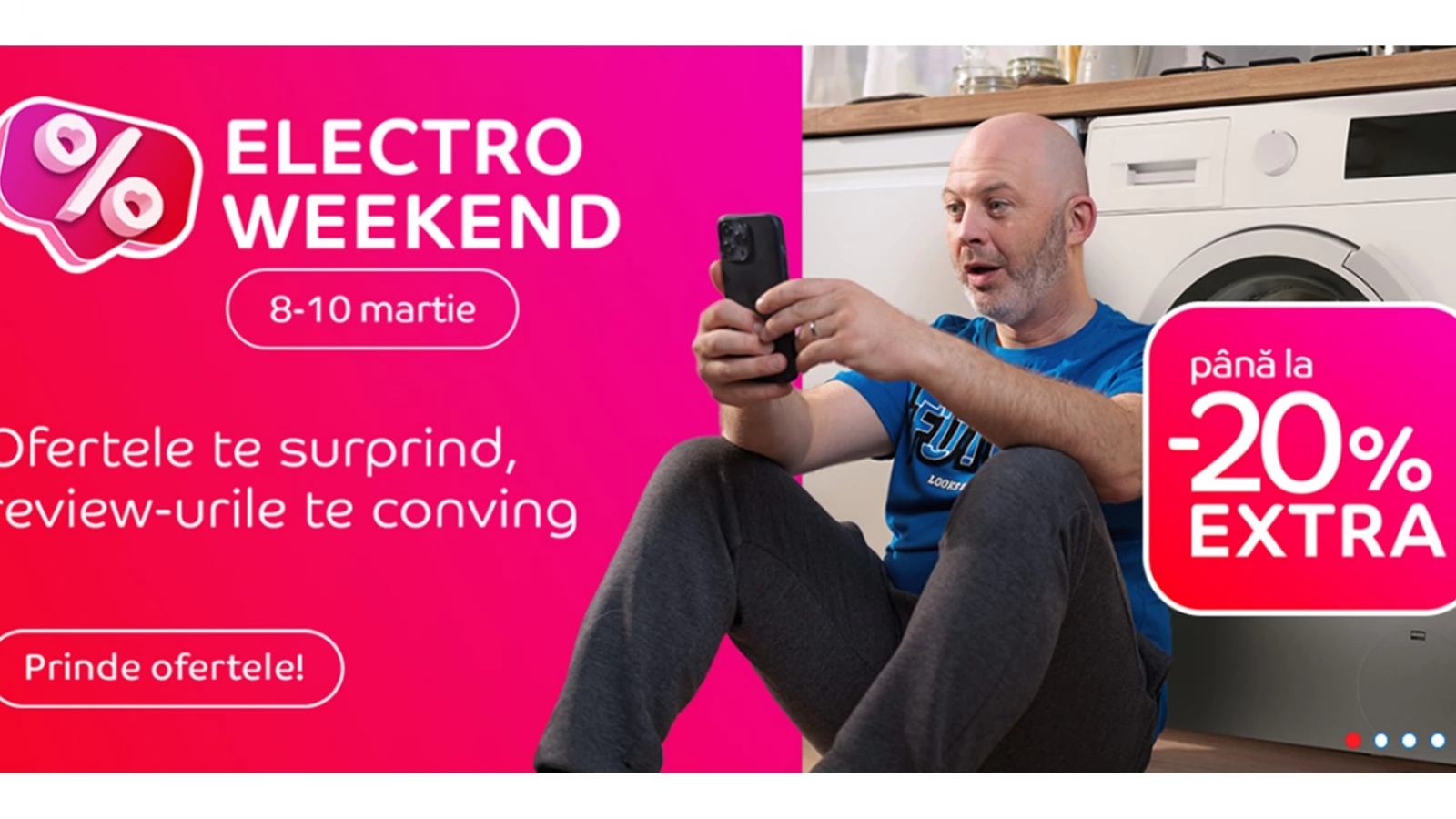 Primăvara vine cu EXTRA REDUCERI pe eMAG! Promoții cu până la 20% extra în campania Electro Weekend (8-10 martie) 